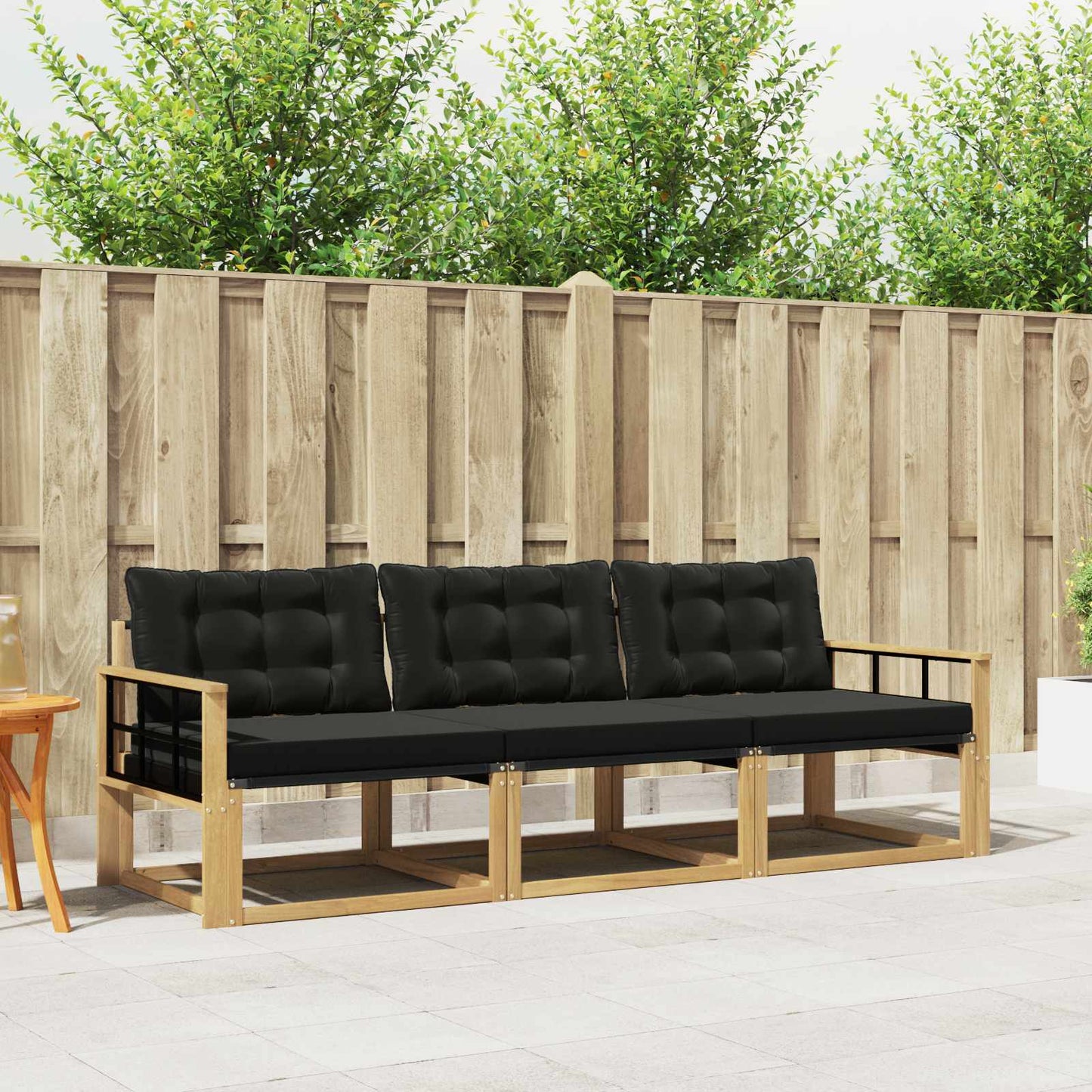 Buiten bankenset met kussen 3 pcs Wit en zwart is nu te koop bij PeponiXL, paradijselijk wonen!
