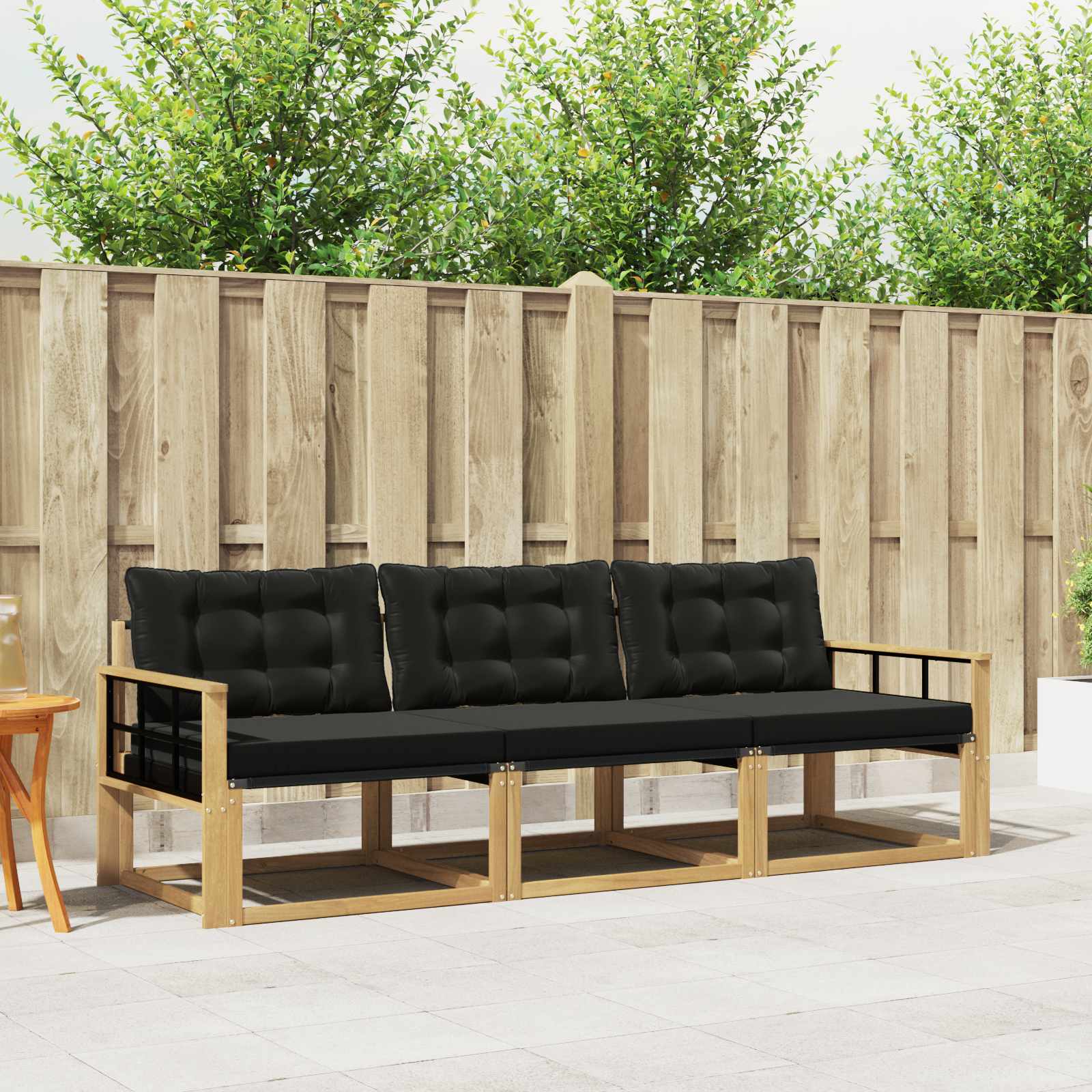 Buiten bankenset met kussen 3 pcs Wit en zwart is nu te koop bij PeponiXL, paradijselijk wonen!