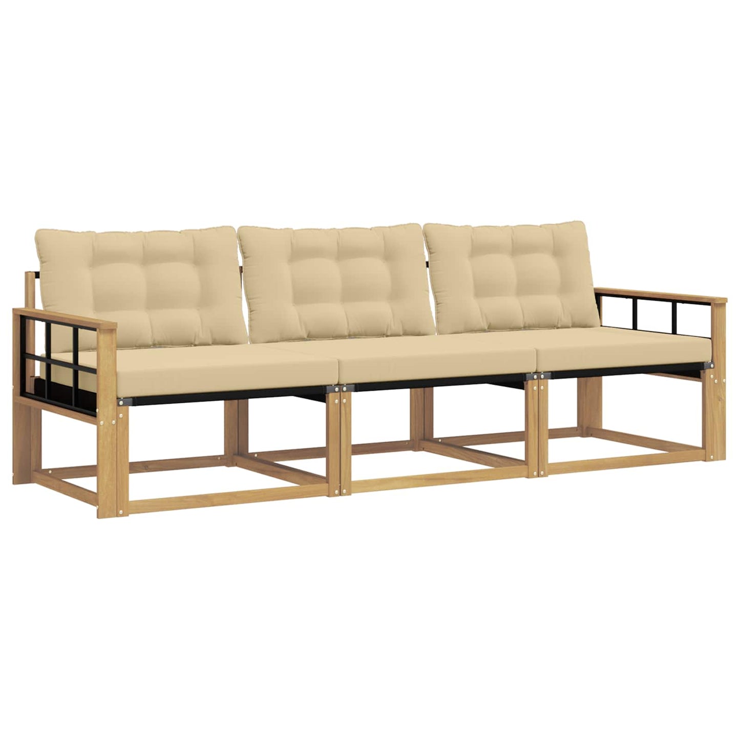 Buiten bankenset met kussen 3 pcs Wit en Beige is nu te koop bij PeponiXL, paradijselijk wonen!