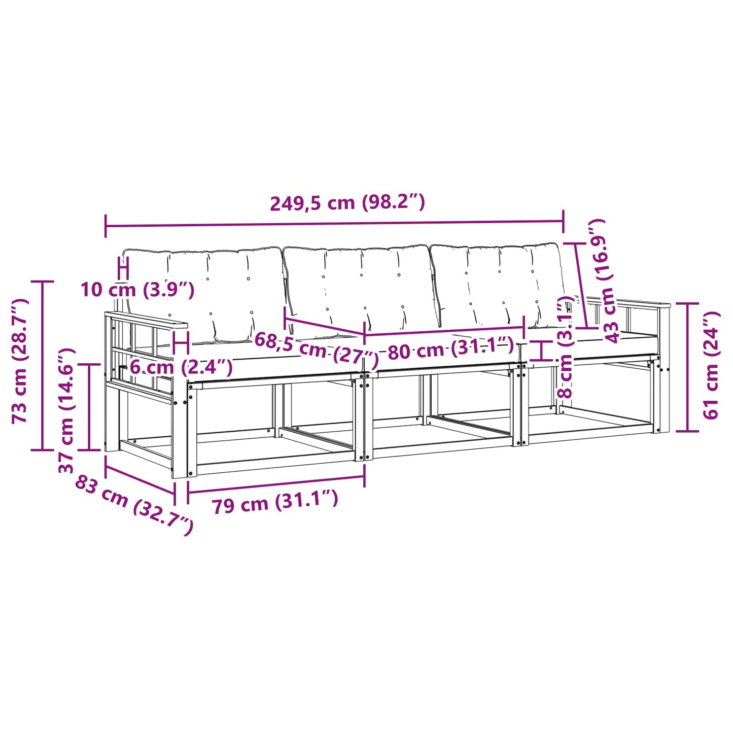 Buiten bankenset met kussen 3 pcs Wit en Beige is nu te koop bij PeponiXL, paradijselijk wonen!