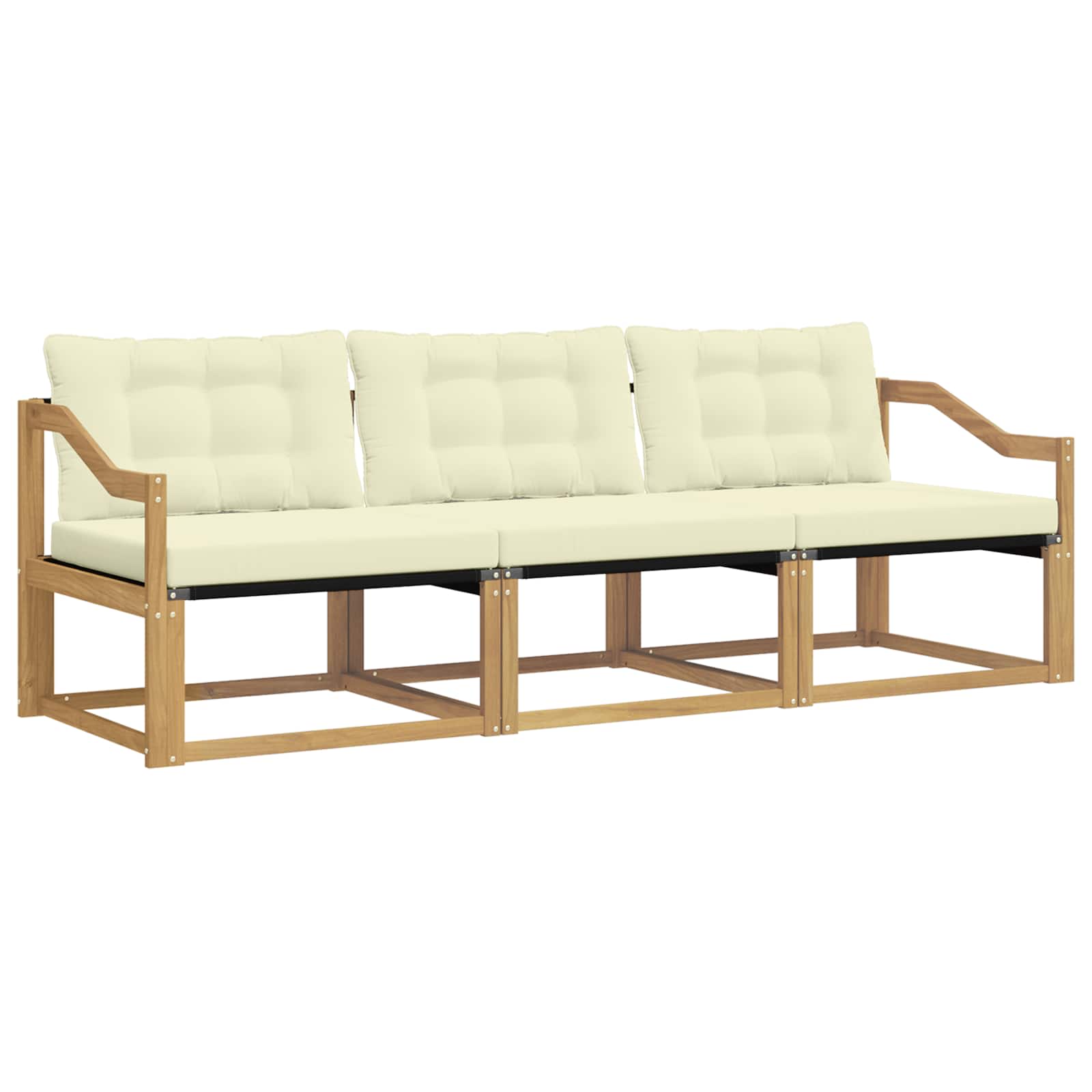 Buiten bankenset met kussen 3 pcs Wit en crèmekleurig is nu te koop bij PeponiXL, paradijselijk wonen!