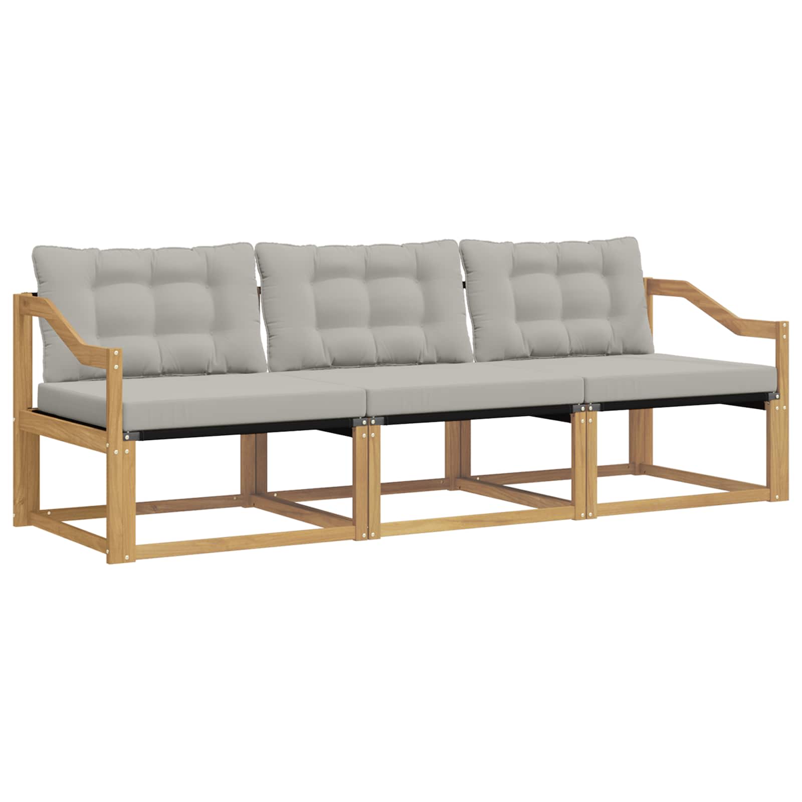 Buiten bankenset met kussen 3 pcs Wit en Lichtgrijs is nu te koop bij PeponiXL, paradijselijk wonen!