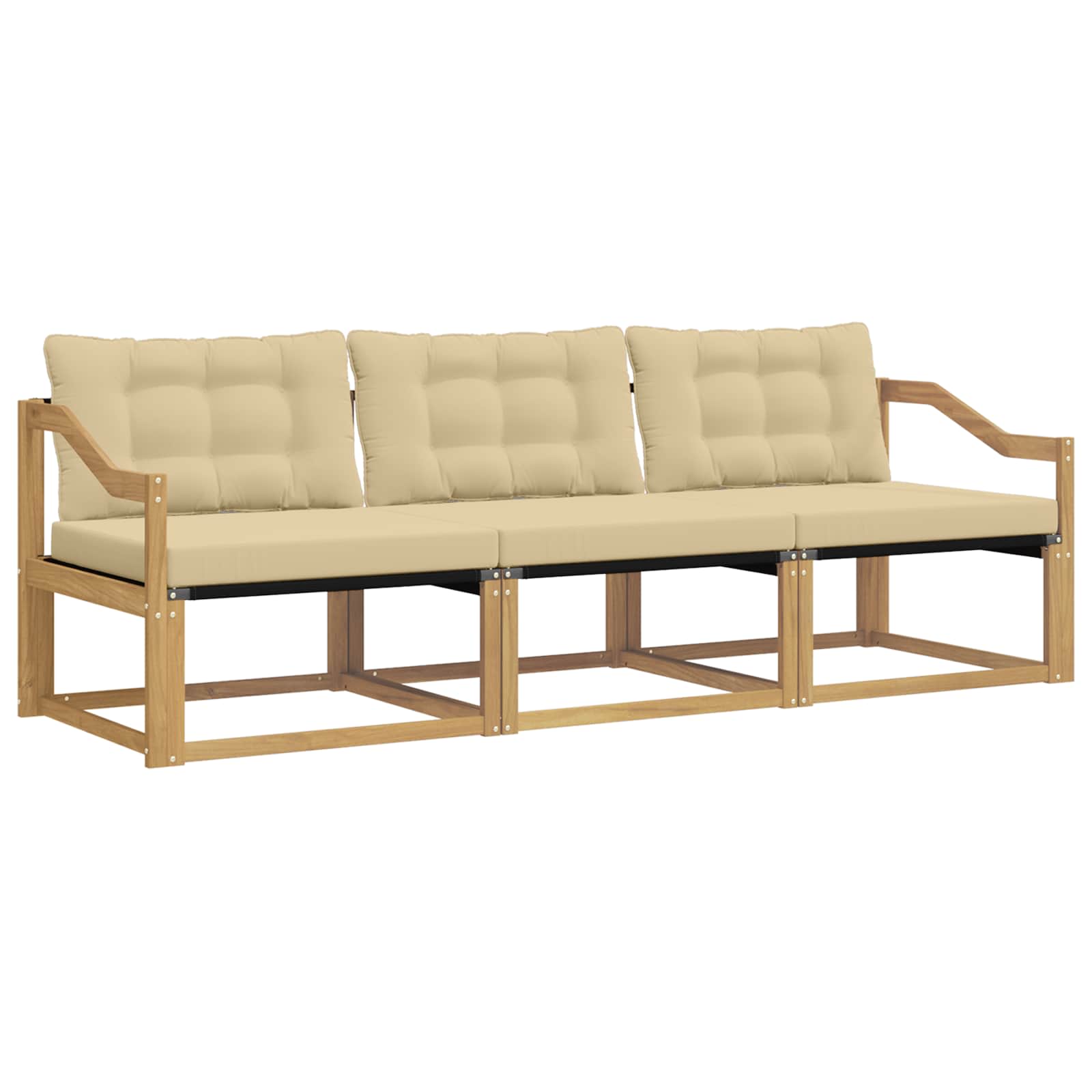 Buiten bankenset met kussen 3 pcs Wit en Beige is nu te koop bij PeponiXL, paradijselijk wonen!