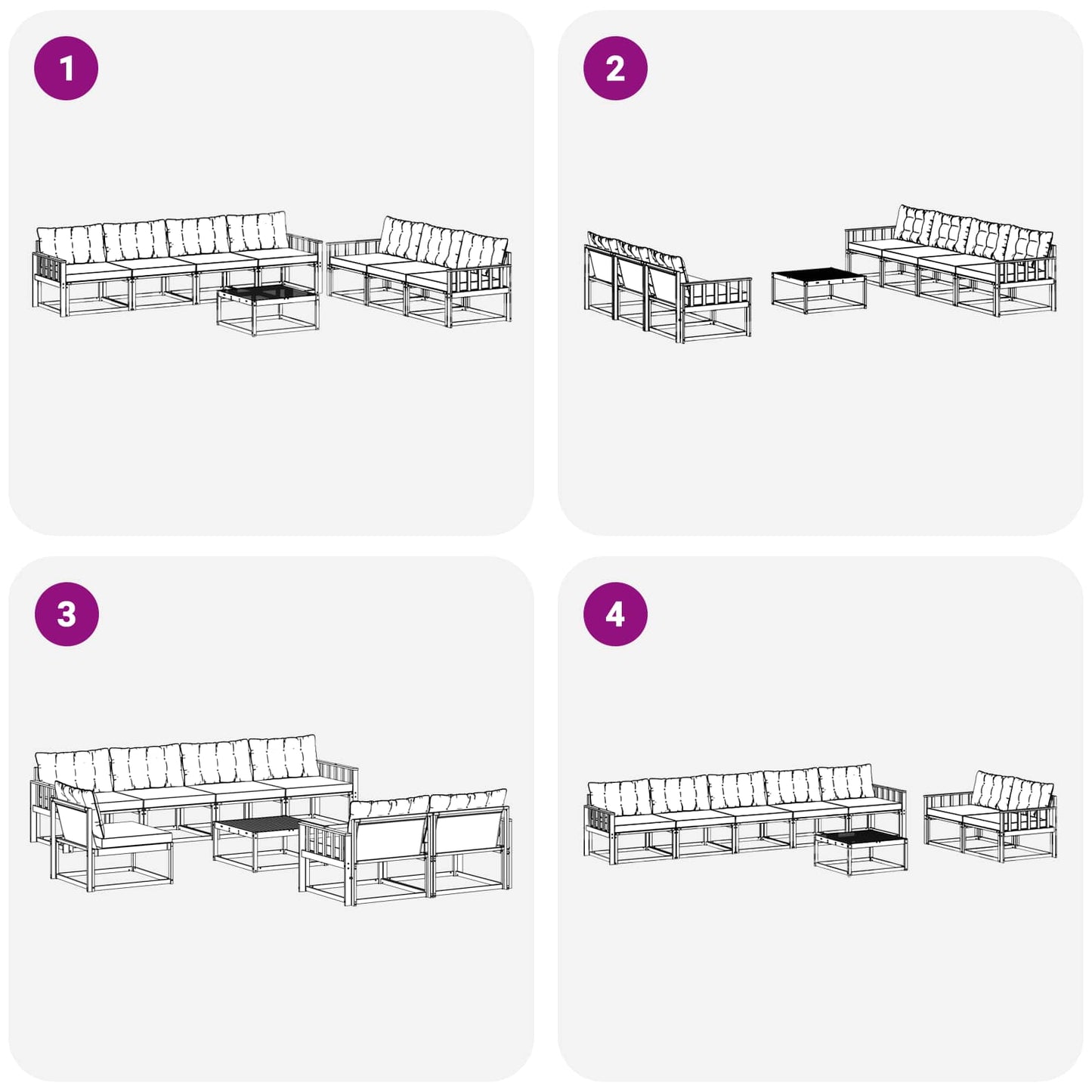 Buiten bankenset 8 pcs Wit en crèmekleurig