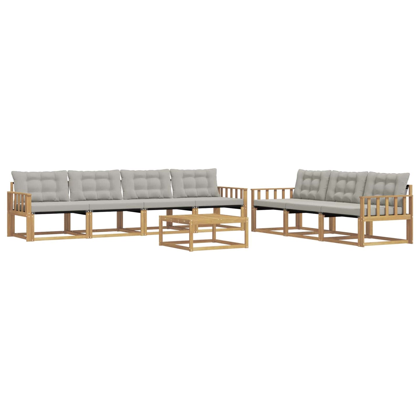 Buiten bankenset 8 pcs Wit en Lichtgrijs