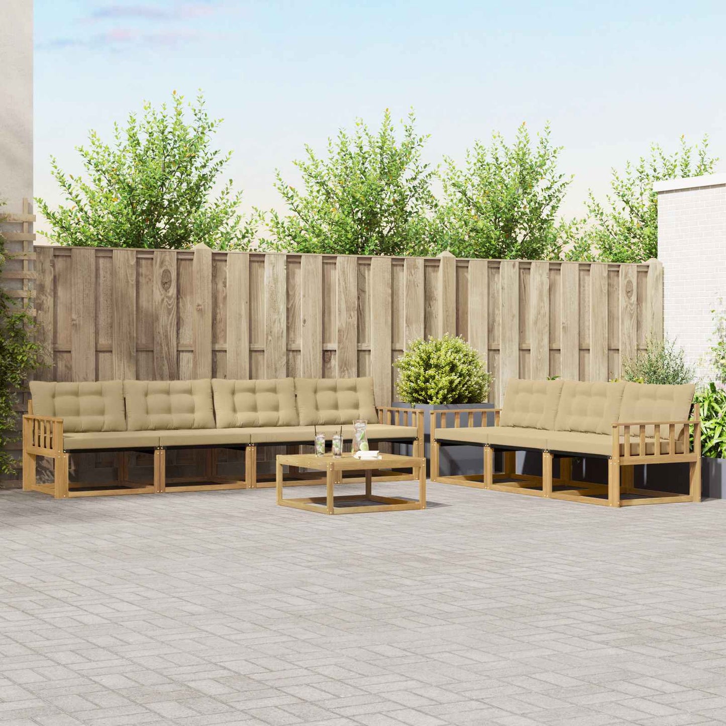 Buiten bankenset 8 pcs Wit en Beige