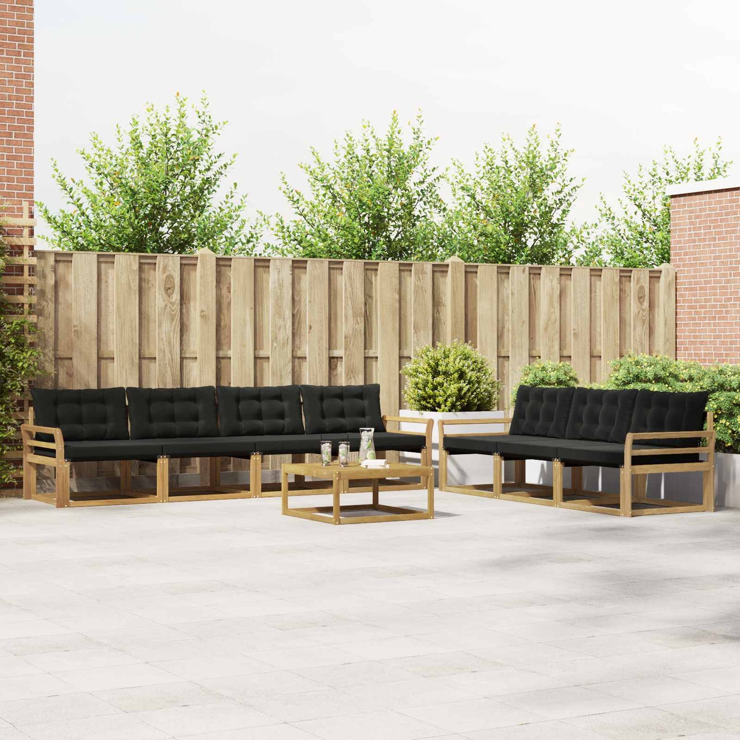 Buiten bankenset 8 pcs Wit en zwart