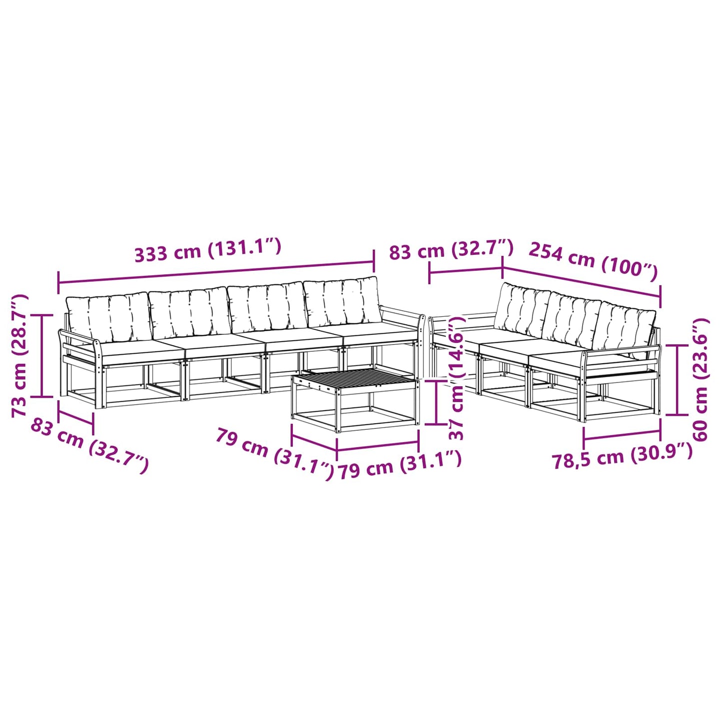 Buiten bankenset 8 pcs Wit en Beige