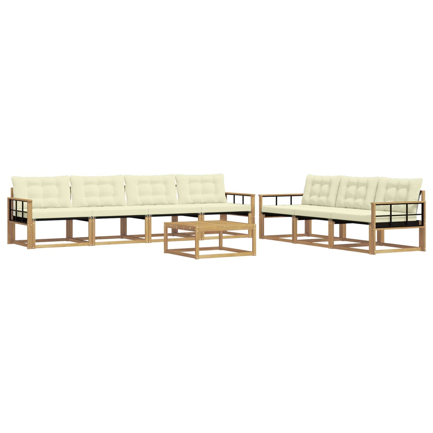 Buiten bankenset 8 pcs Wit en crèmekleurig