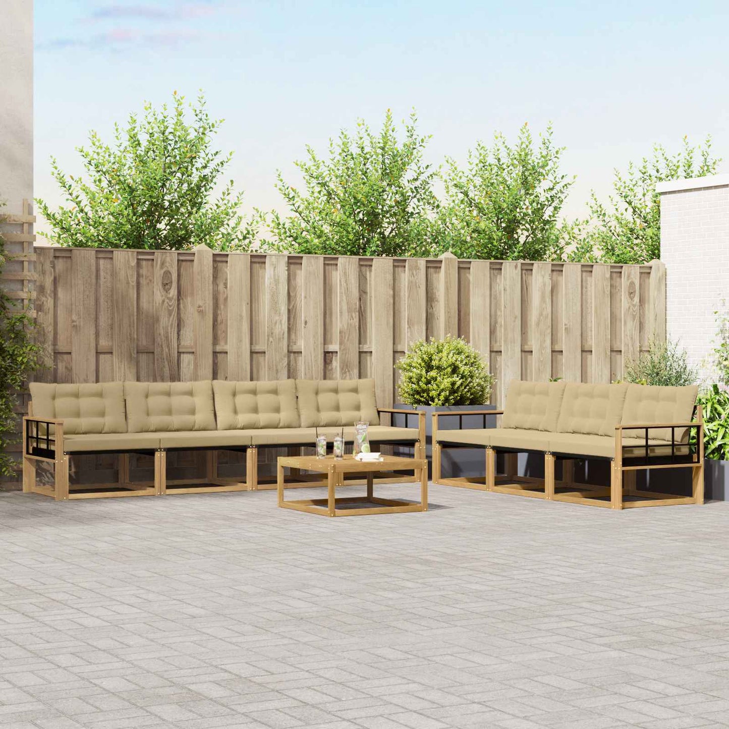 Buiten bankenset 8 pcs Wit en Beige