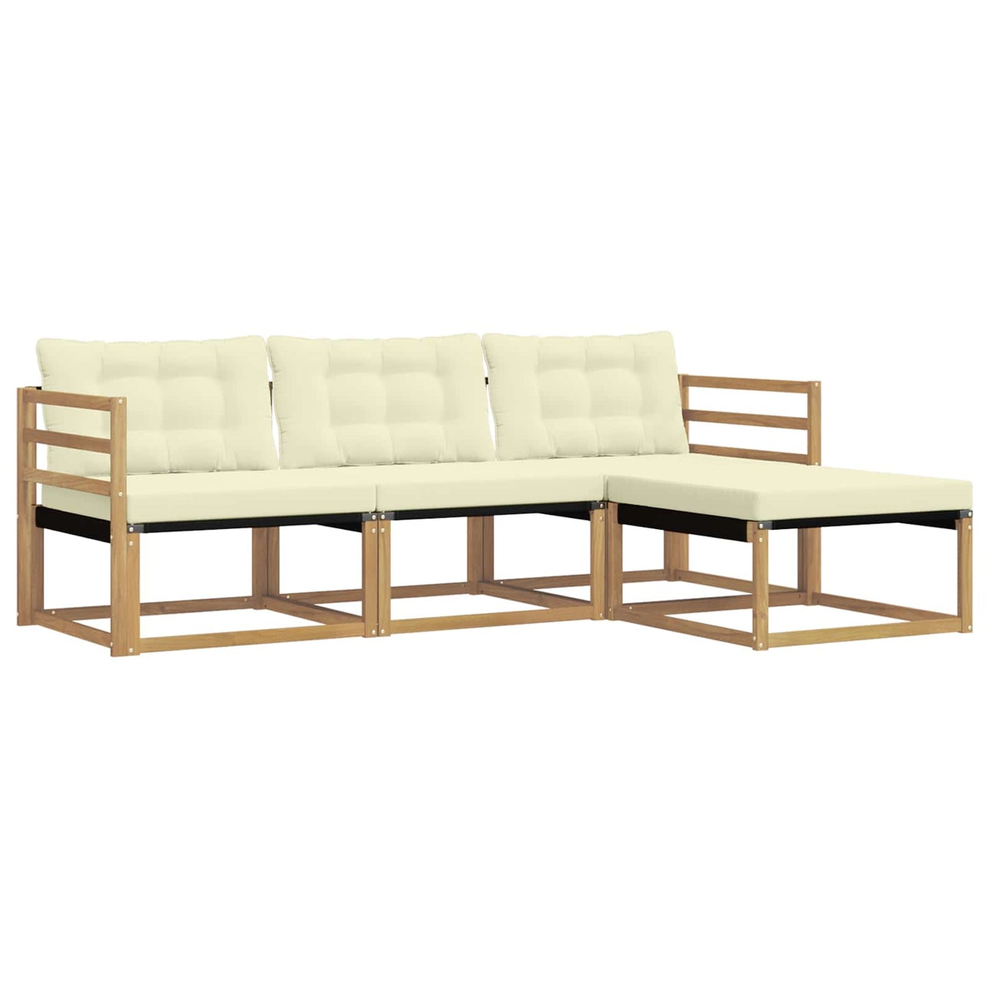 Buiten bankenset met kussen 4 pcs Wit en crèmekleurig is nu te koop bij PeponiXL, paradijselijk wonen!