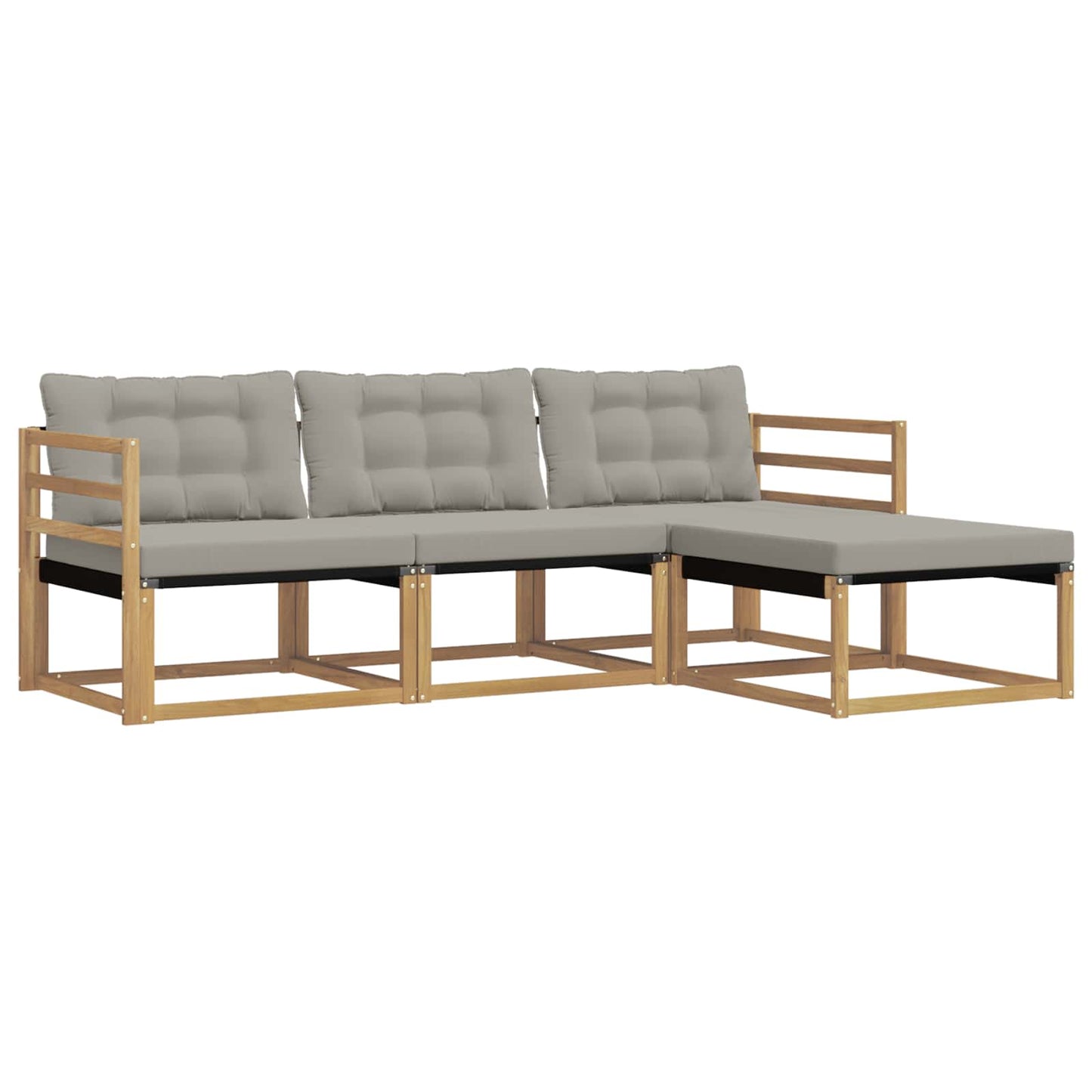Buiten bankenset met kussen 4 pcs Wit en Lichtgrijs is nu te koop bij PeponiXL, paradijselijk wonen!