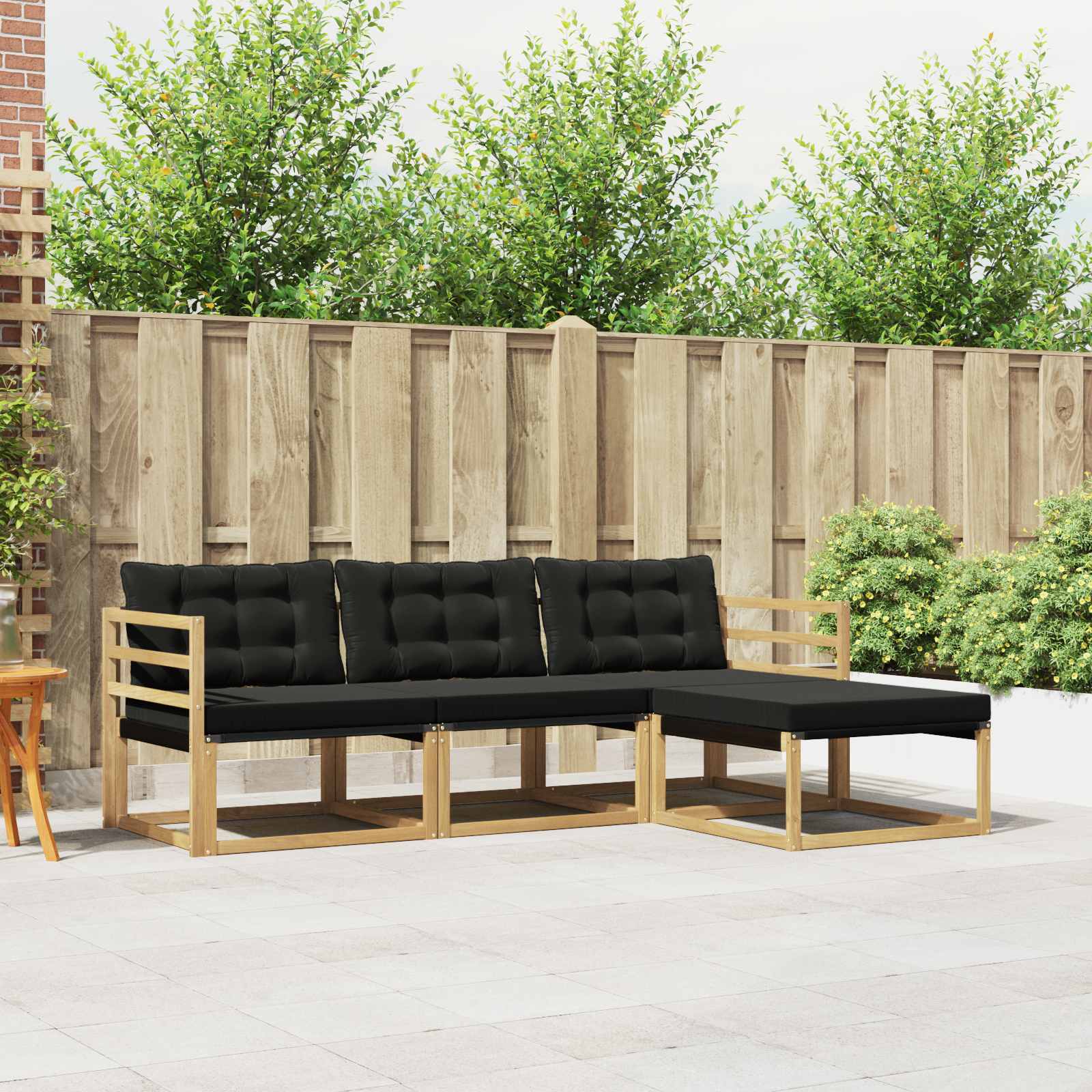 Buiten bankenset met kussen 4 pcs Wit en zwart is nu te koop bij PeponiXL, paradijselijk wonen!