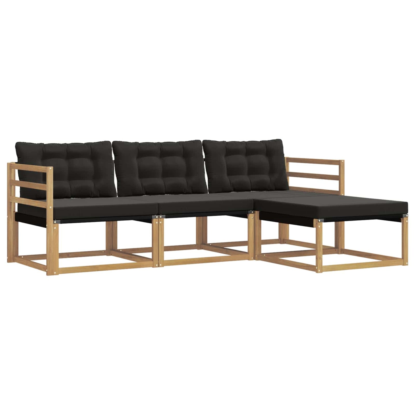 Buiten bankenset met kussen 4 pcs Wit en zwart is nu te koop bij PeponiXL, paradijselijk wonen!
