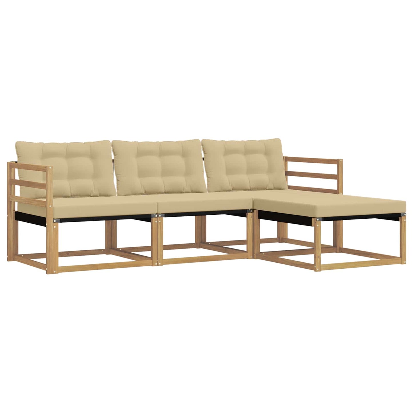 Buiten bankenset met kussen 4 pcs Wit en Beige is nu te koop bij PeponiXL, paradijselijk wonen!