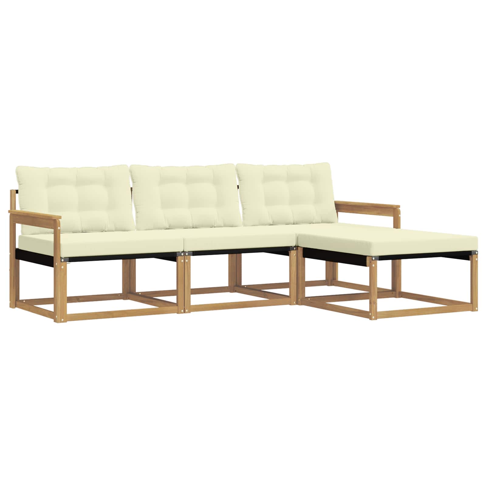 Buiten bankenset met kussen 4 pcs Wit en crèmekleurig is nu te koop bij PeponiXL, paradijselijk wonen!