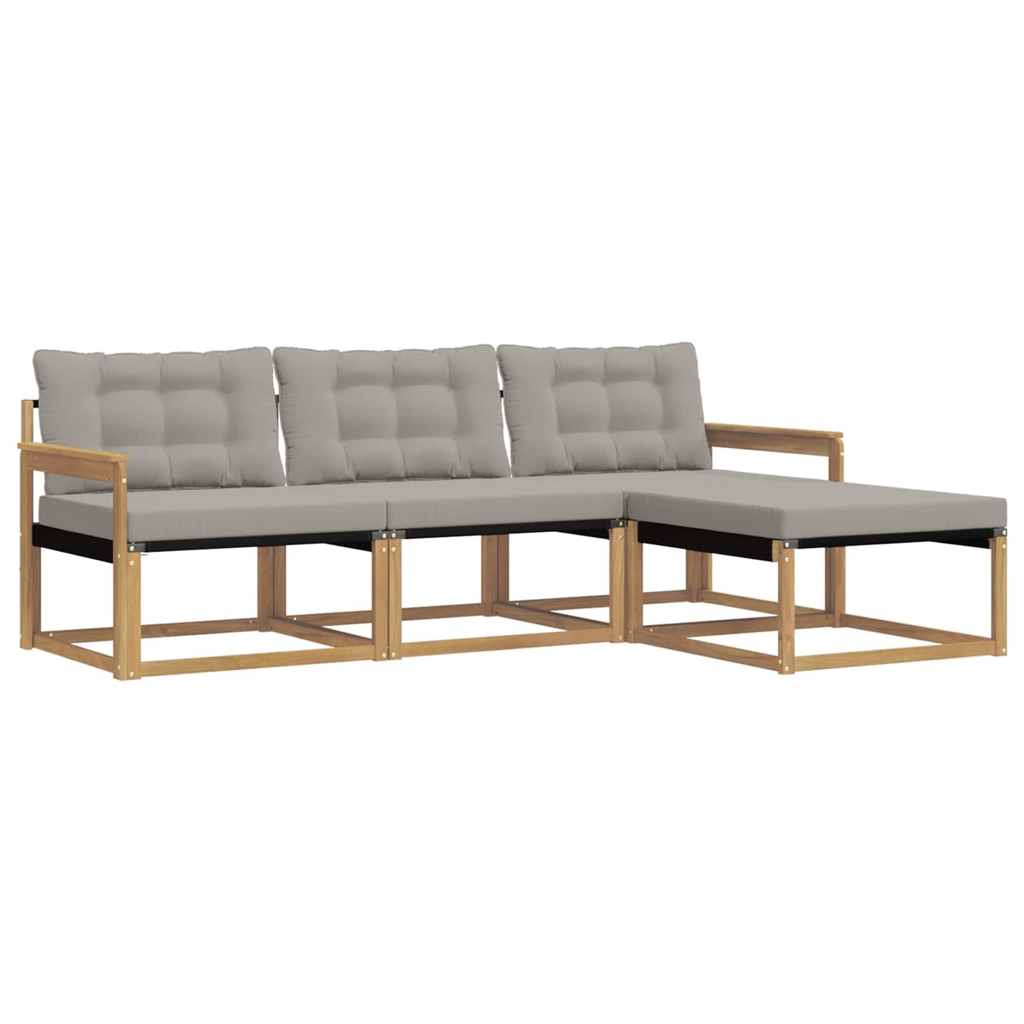 Buiten bankenset met kussen 4 pcs Wit en Lichtgrijs is nu te koop bij PeponiXL, paradijselijk wonen!