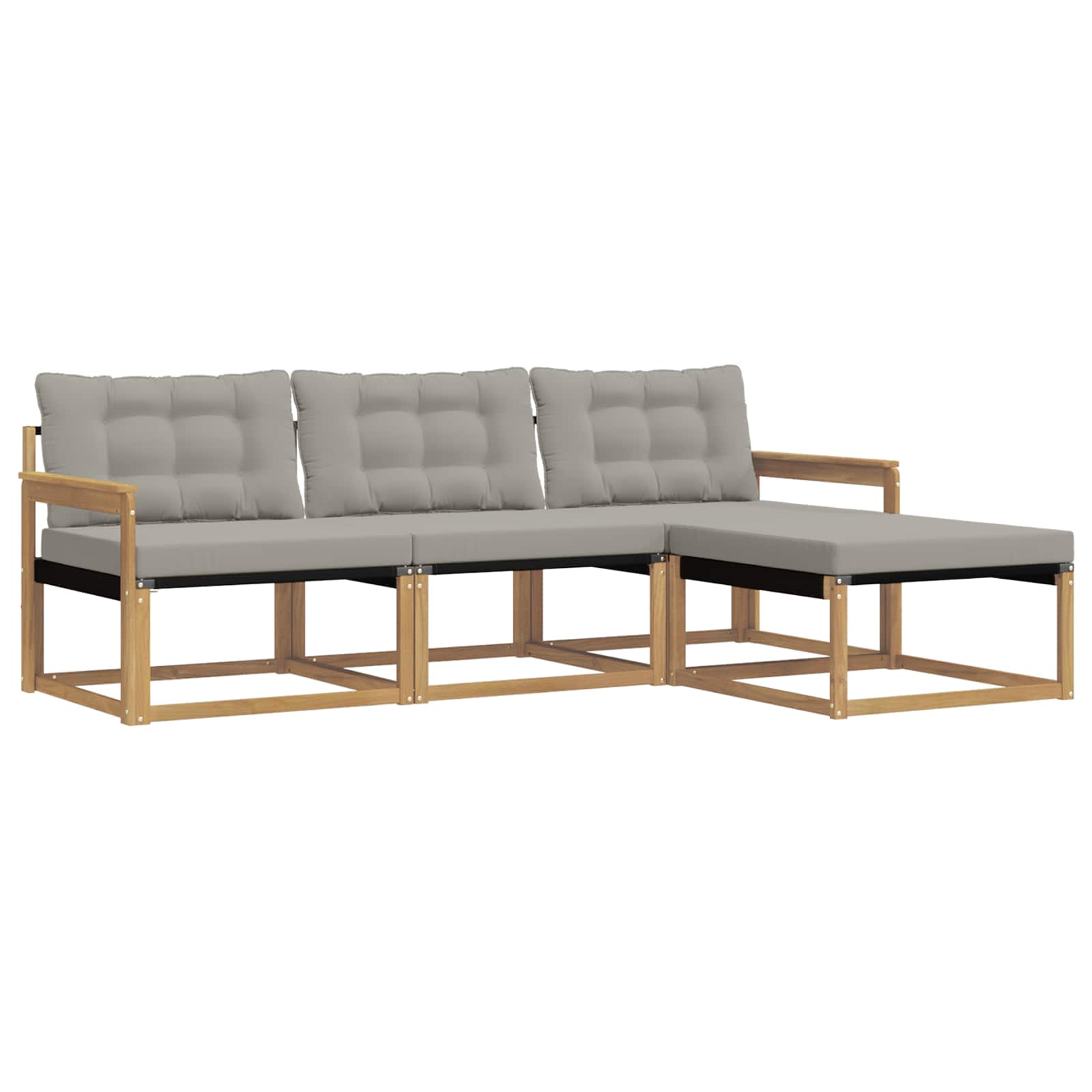 Buiten bankenset met kussen 4 pcs Wit en Lichtgrijs is nu te koop bij PeponiXL, paradijselijk wonen!