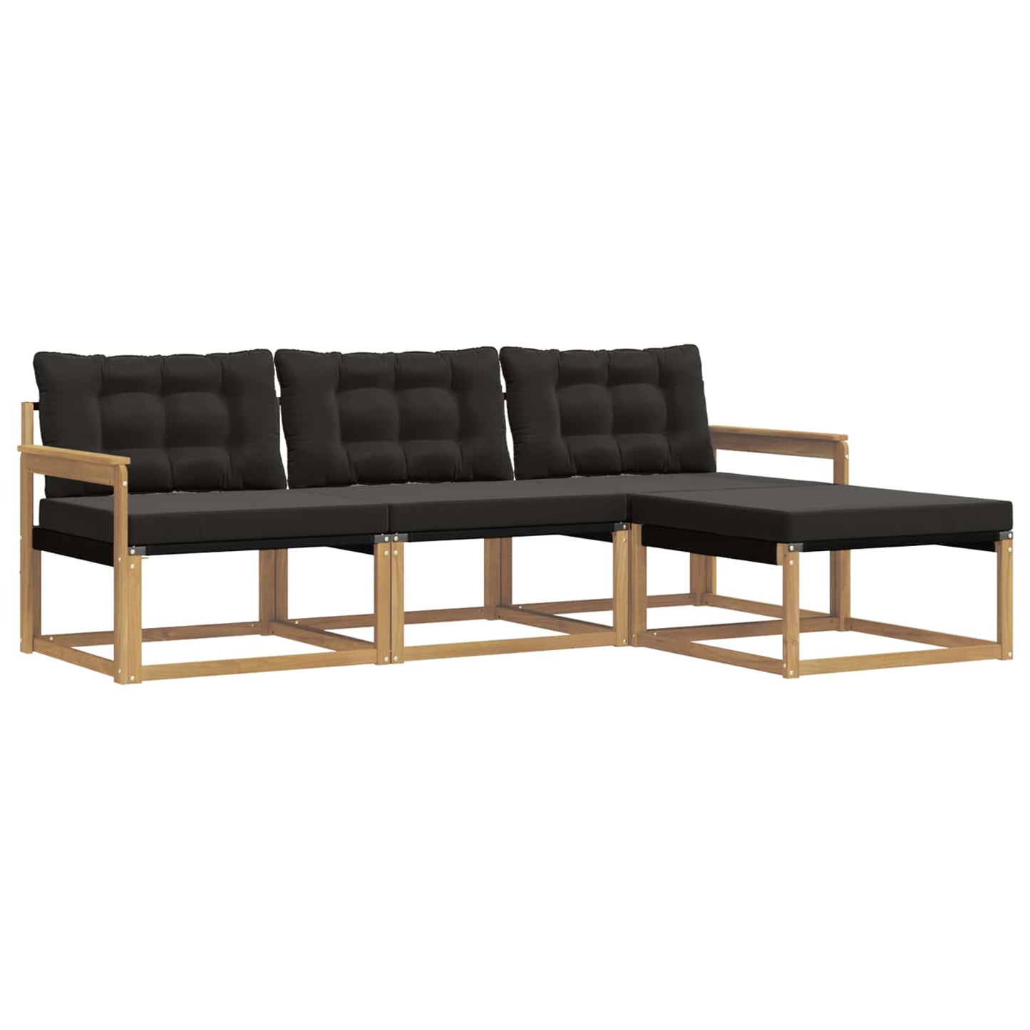 Buiten bankenset met kussen 4 pcs Wit en zwart is nu te koop bij PeponiXL, paradijselijk wonen!
