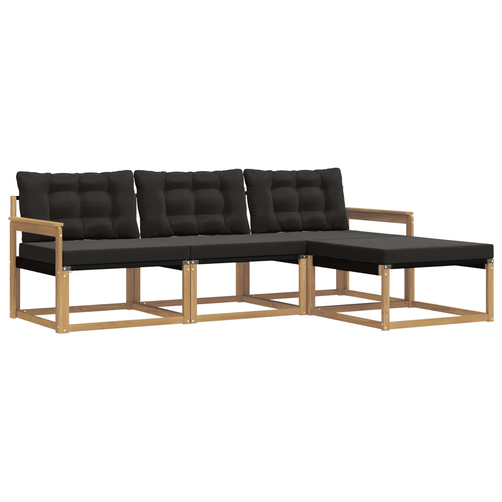 Buiten bankenset met kussen 4 pcs Wit en zwart is nu te koop bij PeponiXL, paradijselijk wonen!