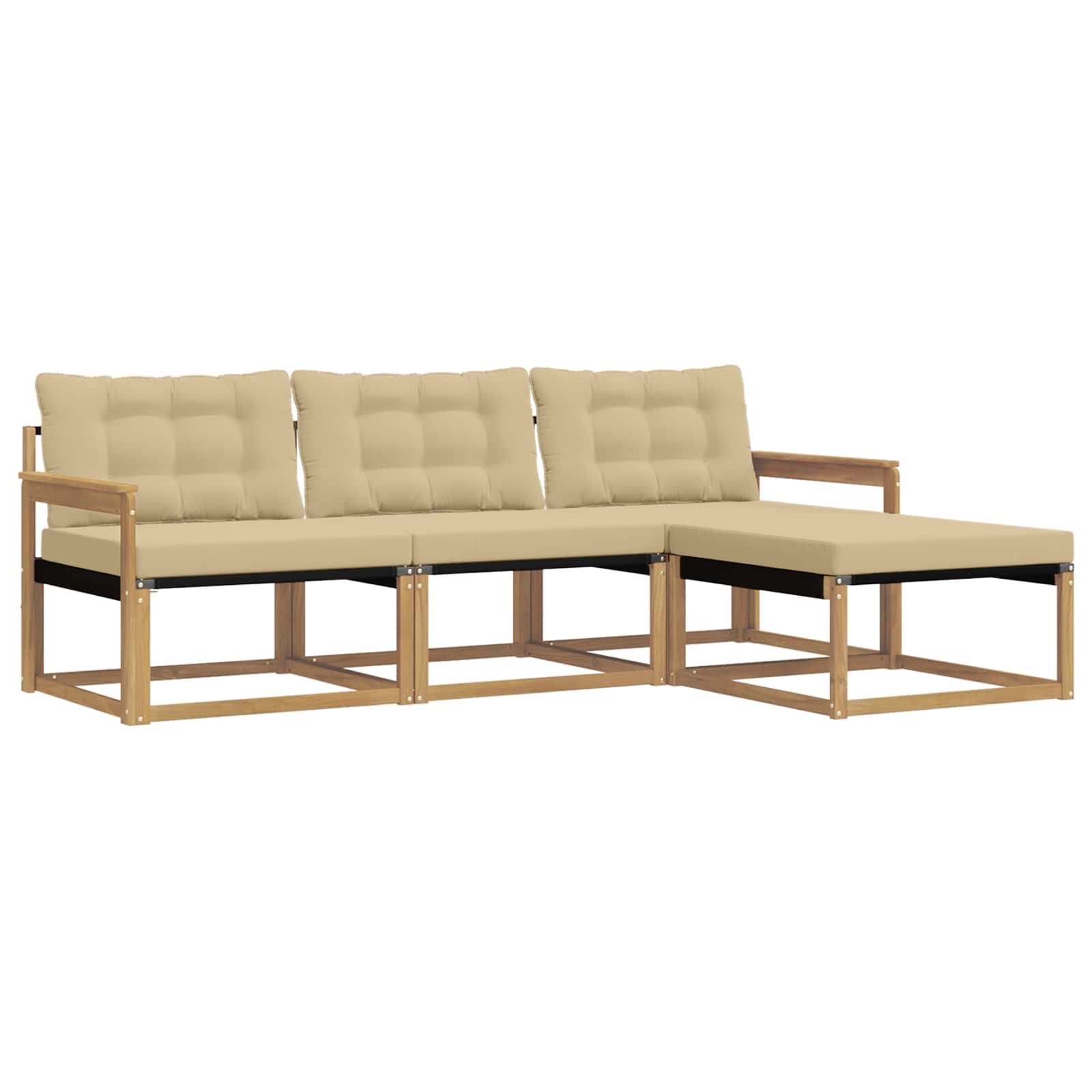 Buiten bankenset met kussen 4 pcs Wit en Beige is nu te koop bij PeponiXL, paradijselijk wonen!