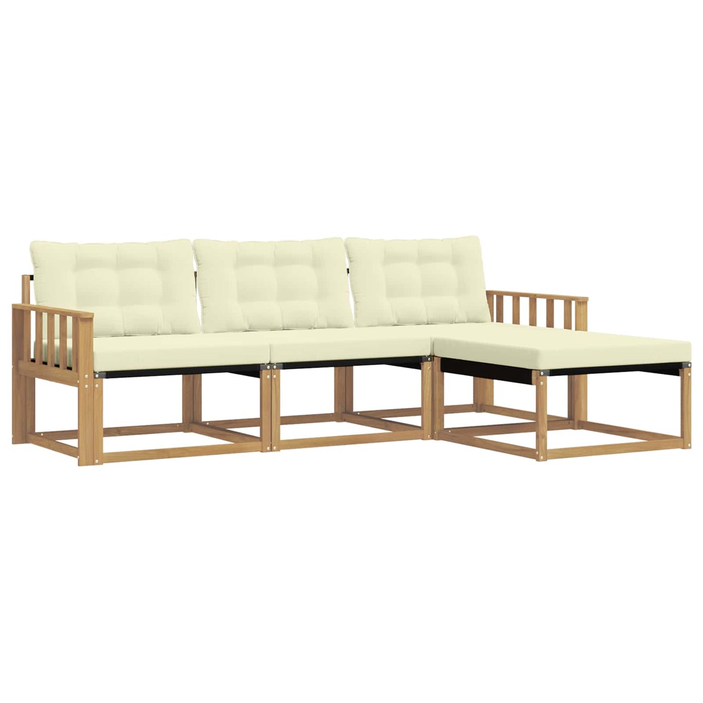 Buiten bankenset met kussen 4 pcs Wit en crèmekleurig is nu te koop bij PeponiXL, paradijselijk wonen!