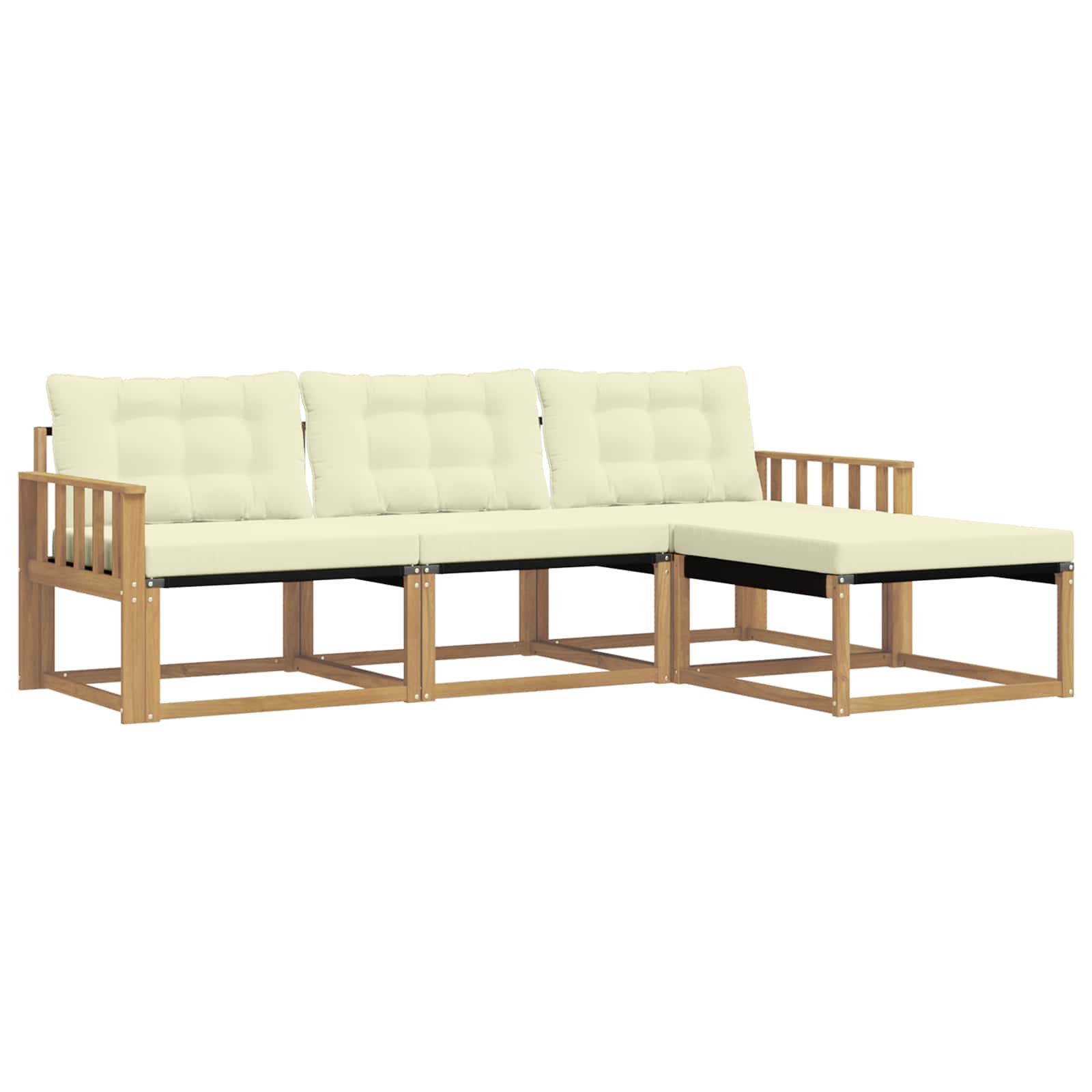 Buiten bankenset met kussen 4 pcs Wit en crèmekleurig is nu te koop bij PeponiXL, paradijselijk wonen!