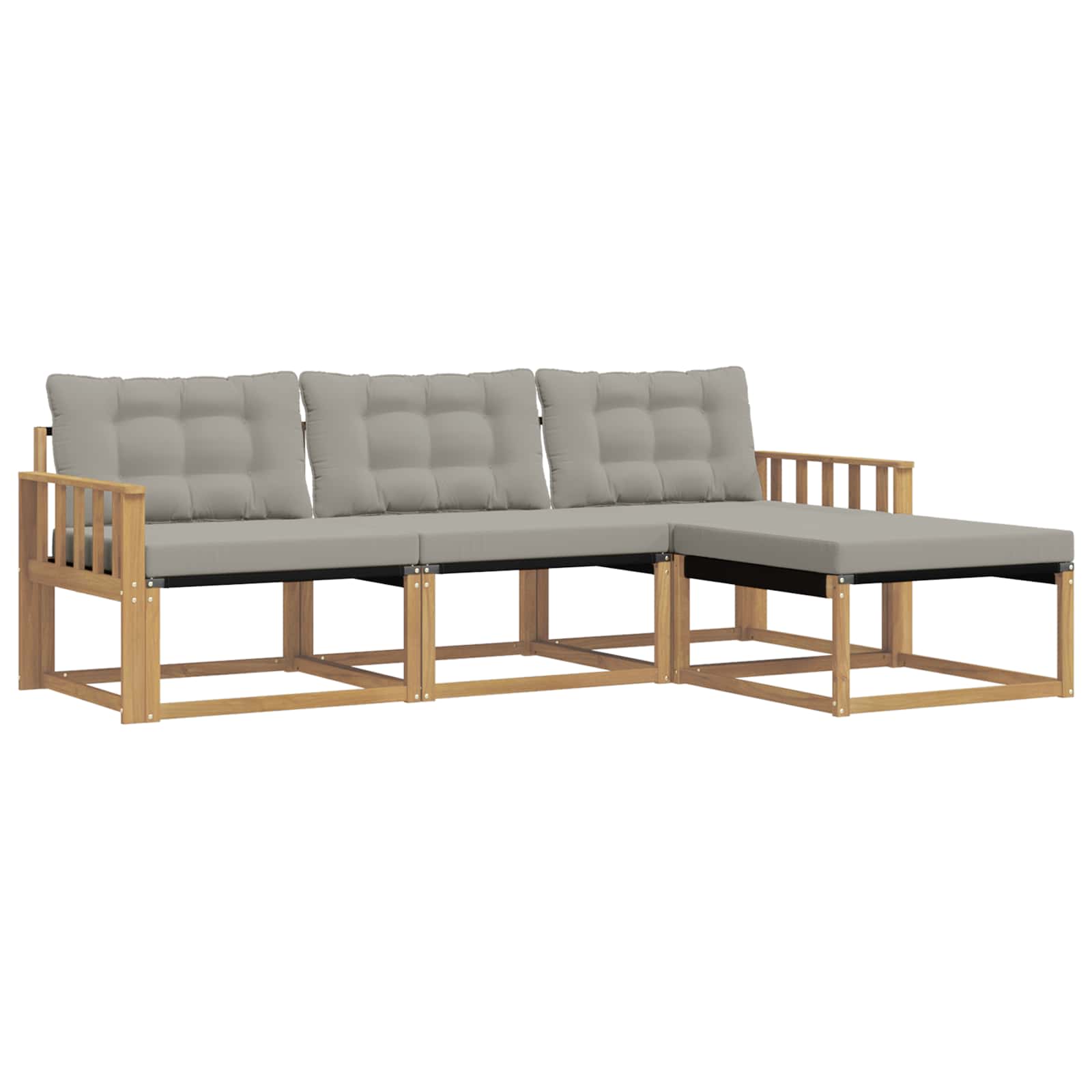 Buiten bankenset met kussen 4 pcs Wit en Lichtgrijs is nu te koop bij PeponiXL, paradijselijk wonen!
