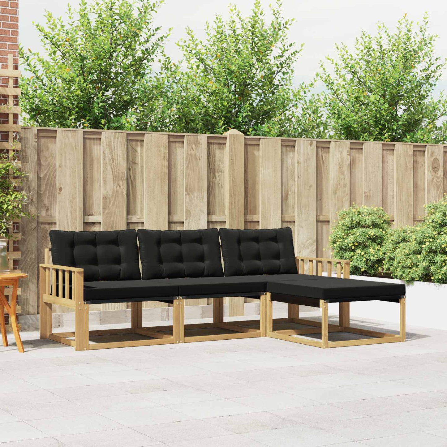 Buiten bankenset met kussen 4 pcs Wit en zwart is nu te koop bij PeponiXL, paradijselijk wonen!