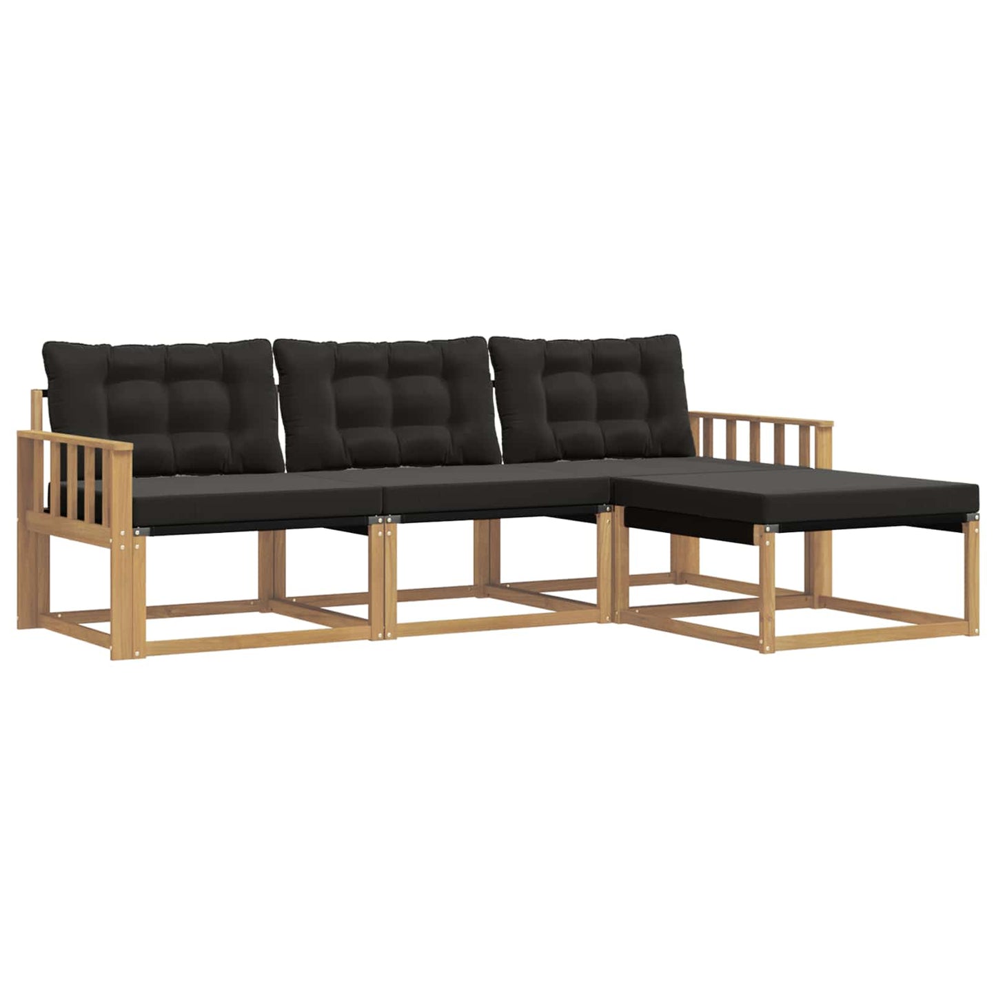 Buiten bankenset met kussen 4 pcs Wit en zwart is nu te koop bij PeponiXL, paradijselijk wonen!