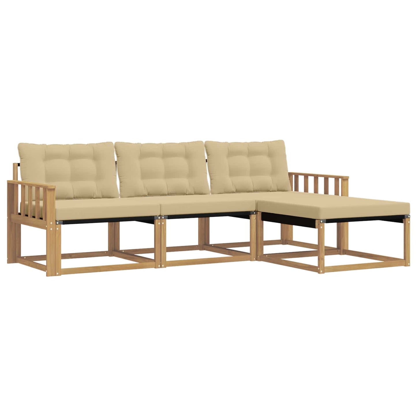Buiten bankenset met kussen 4 pcs Wit en Beige is nu te koop bij PeponiXL, paradijselijk wonen!