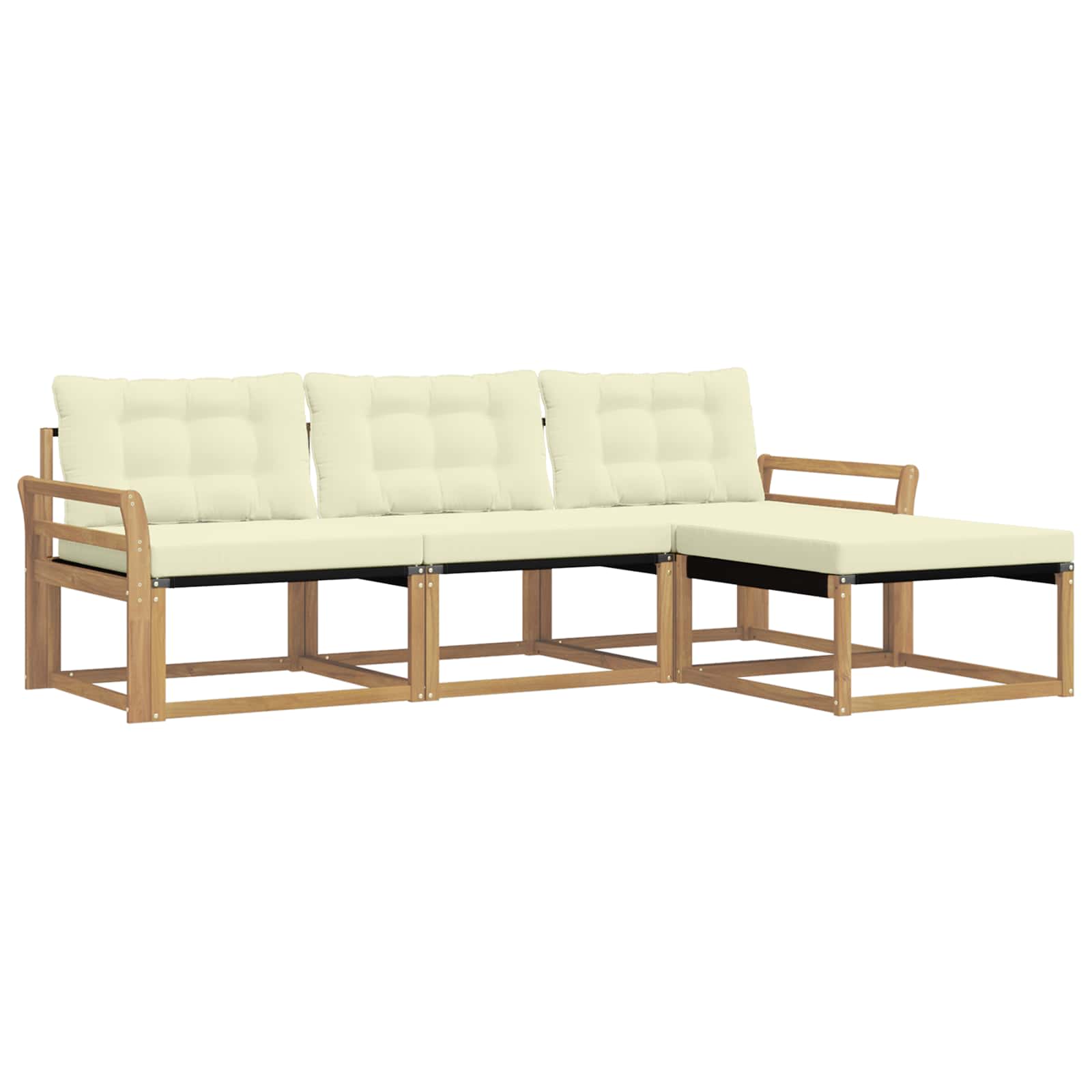Buiten bankenset met kussen 4 pcs Wit en crèmekleurig is nu te koop bij PeponiXL, paradijselijk wonen!