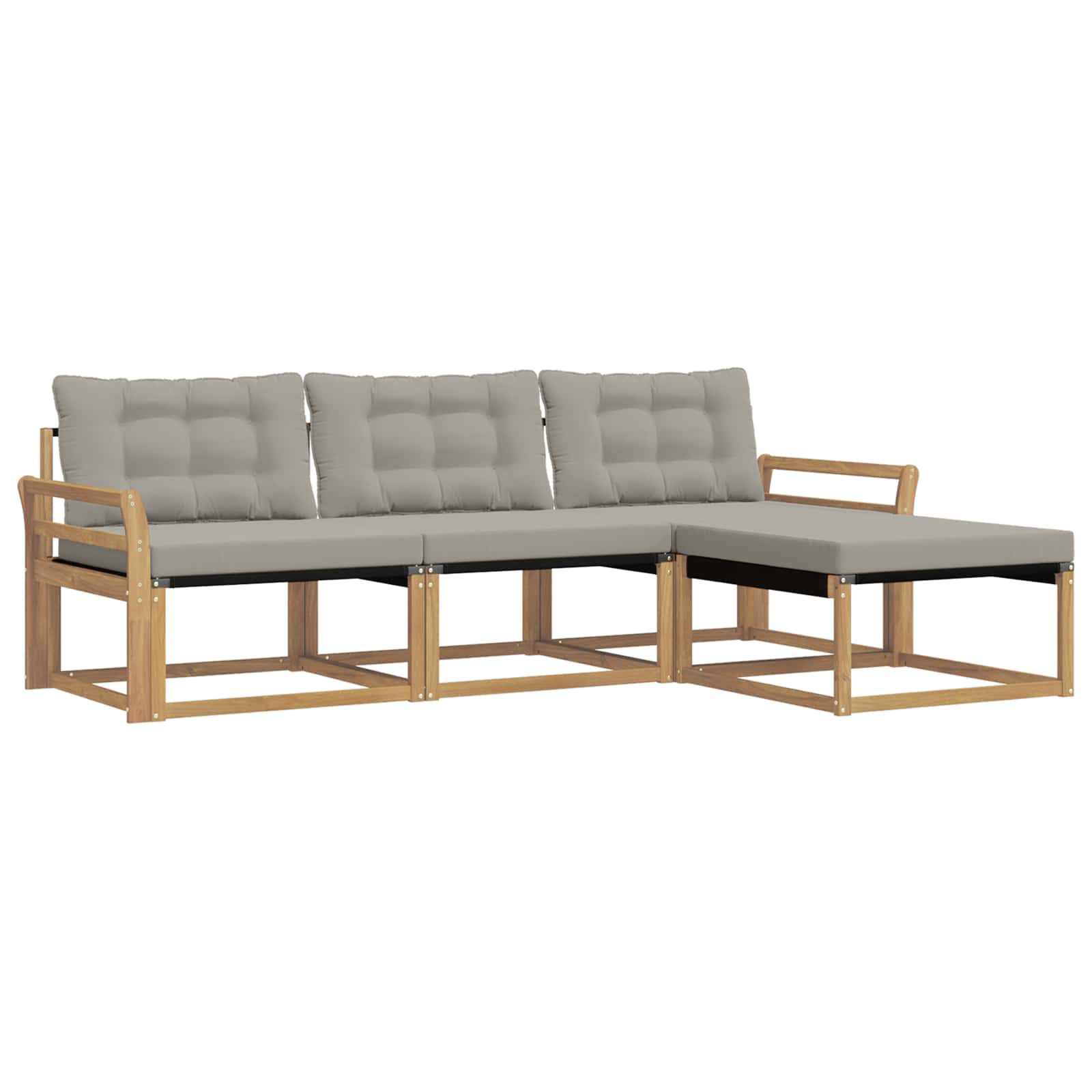 Buiten bankenset met kussen 4 pcs Wit en Lichtgrijs is nu te koop bij PeponiXL, paradijselijk wonen!