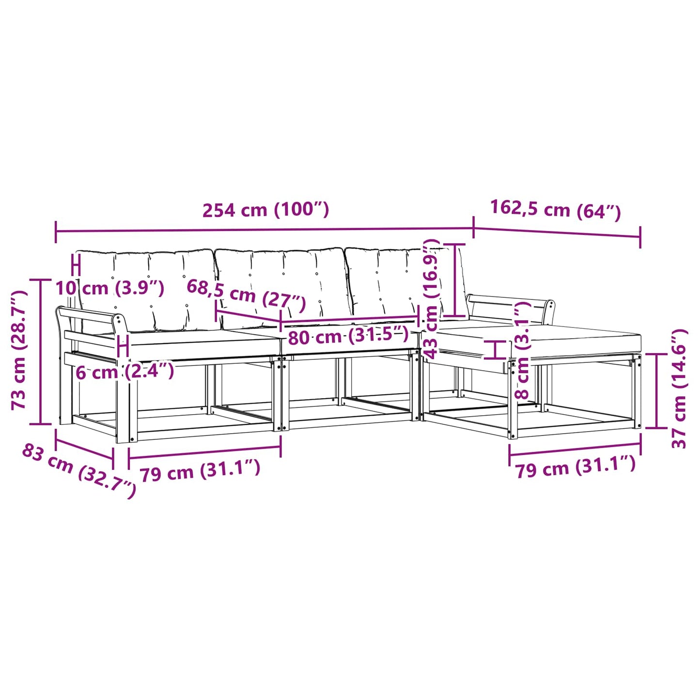 Buiten bankenset met kussen 4 pcs Wit en Lichtgrijs is nu te koop bij PeponiXL, paradijselijk wonen!