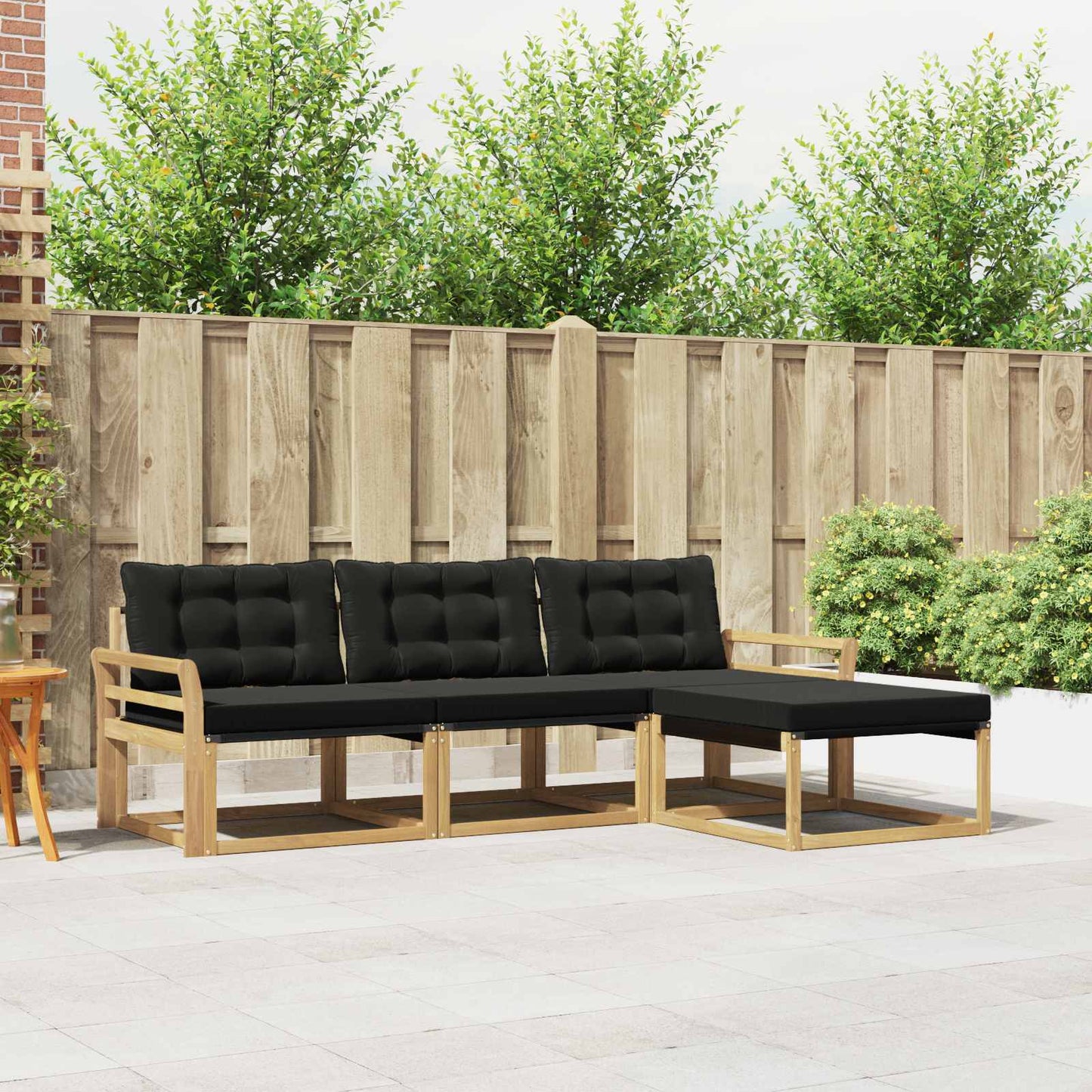 Buiten bankenset met kussen 4 pcs Wit en zwart is nu te koop bij PeponiXL, paradijselijk wonen!