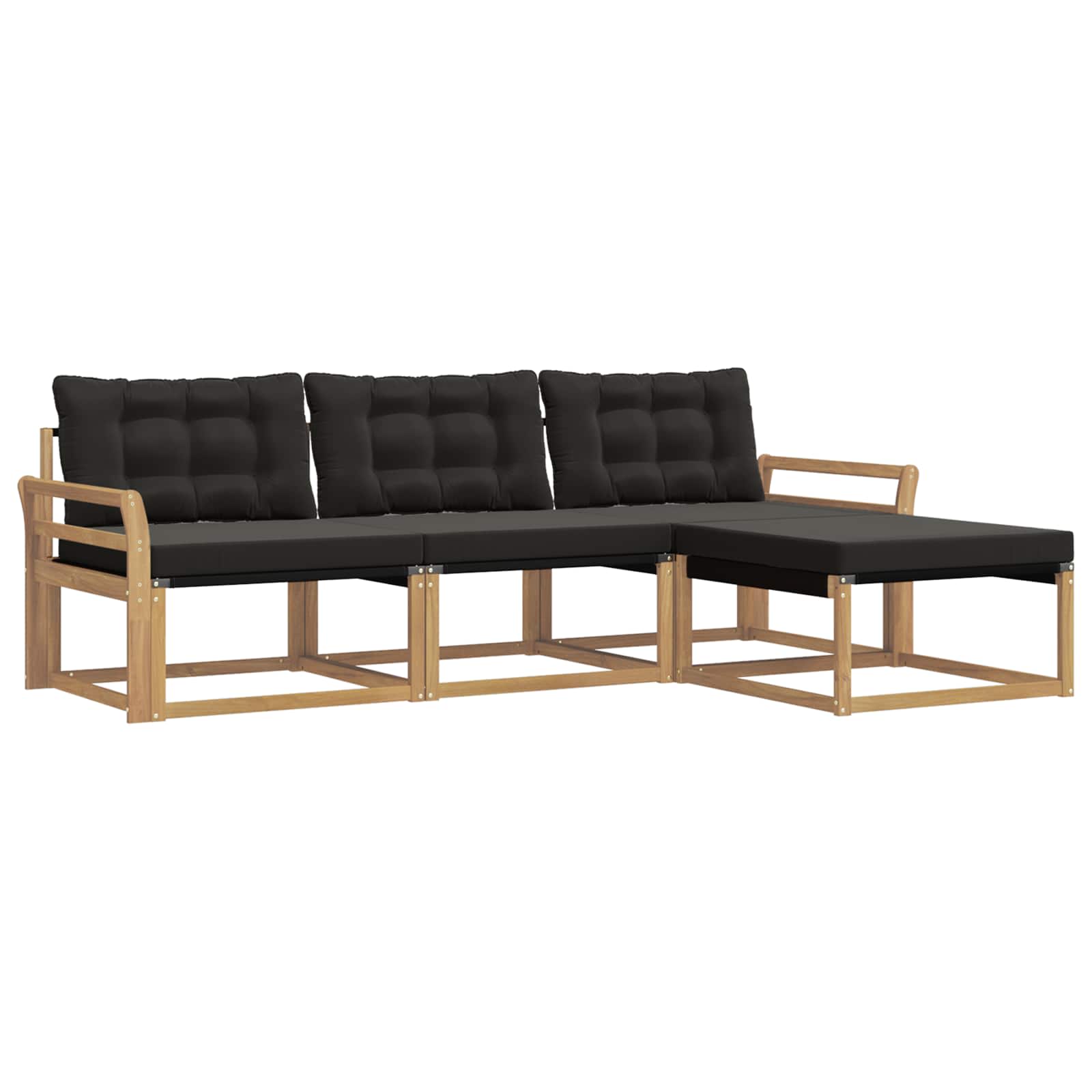 Buiten bankenset met kussen 4 pcs Wit en zwart is nu te koop bij PeponiXL, paradijselijk wonen!
