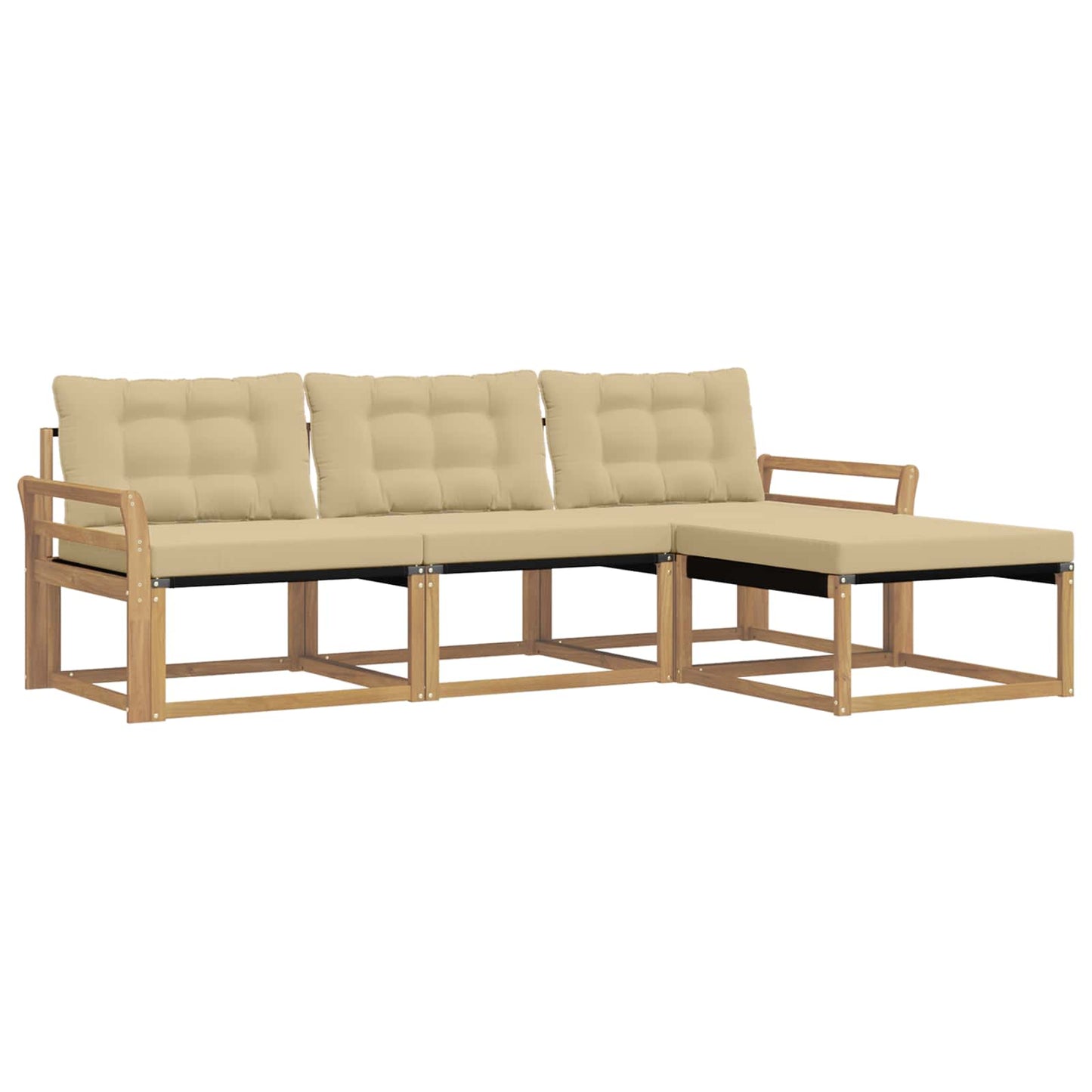 Buiten bankenset met kussen 4 pcs Wit en Beige is nu te koop bij PeponiXL, paradijselijk wonen!