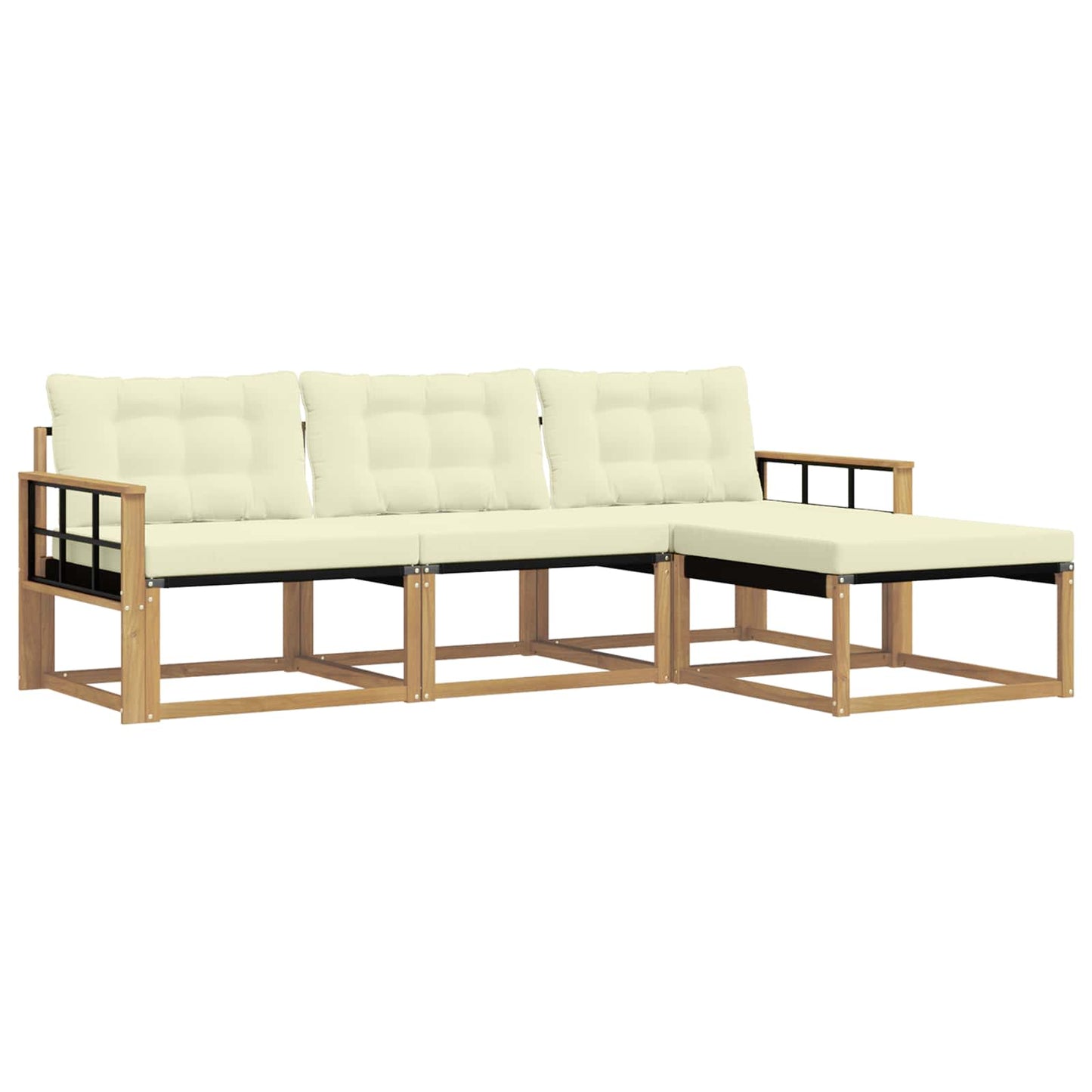 Buiten bankenset met kussen 4 pcs Wit en crèmekleurig is nu te koop bij PeponiXL, paradijselijk wonen!