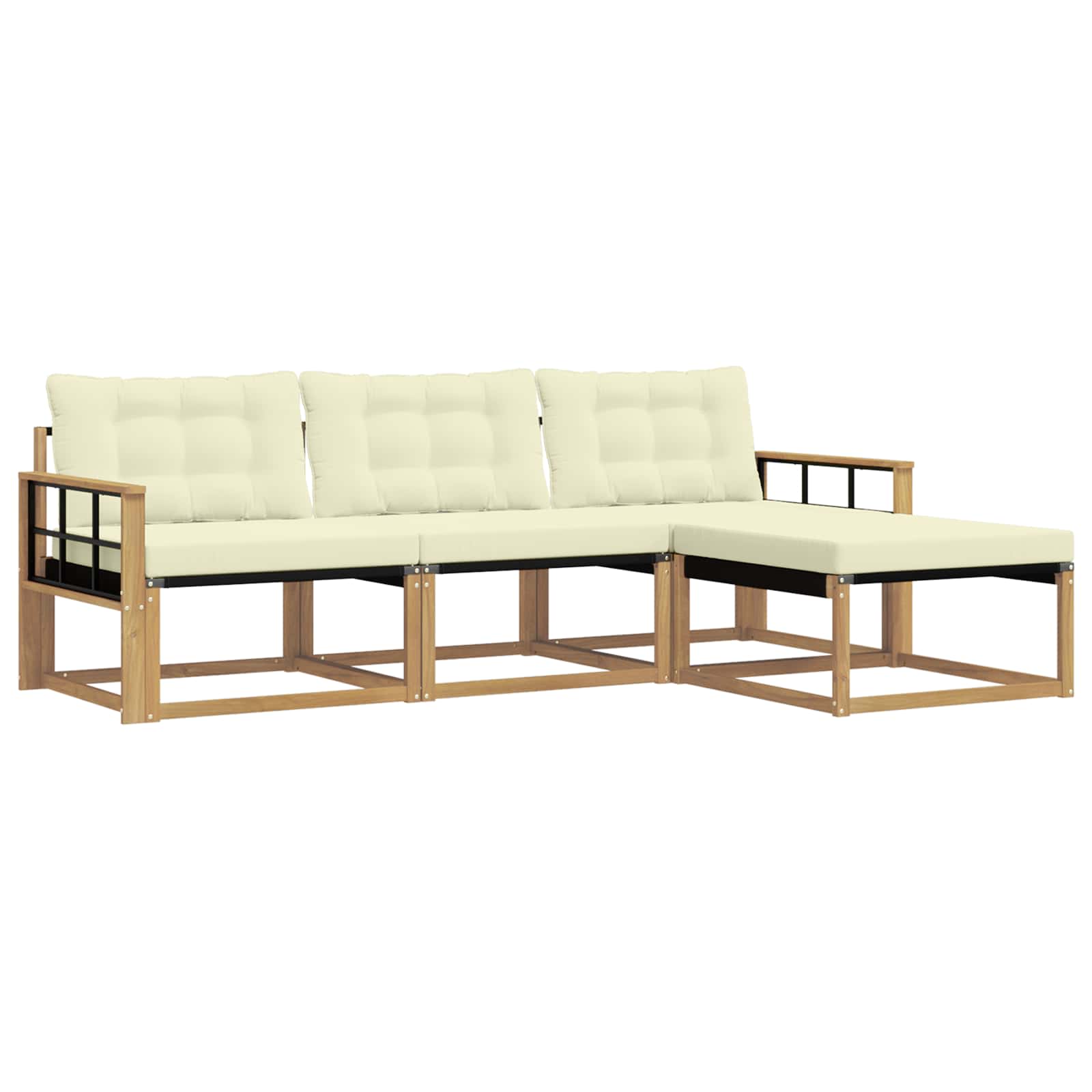 Buiten bankenset met kussen 4 pcs Wit en crèmekleurig is nu te koop bij PeponiXL, paradijselijk wonen!