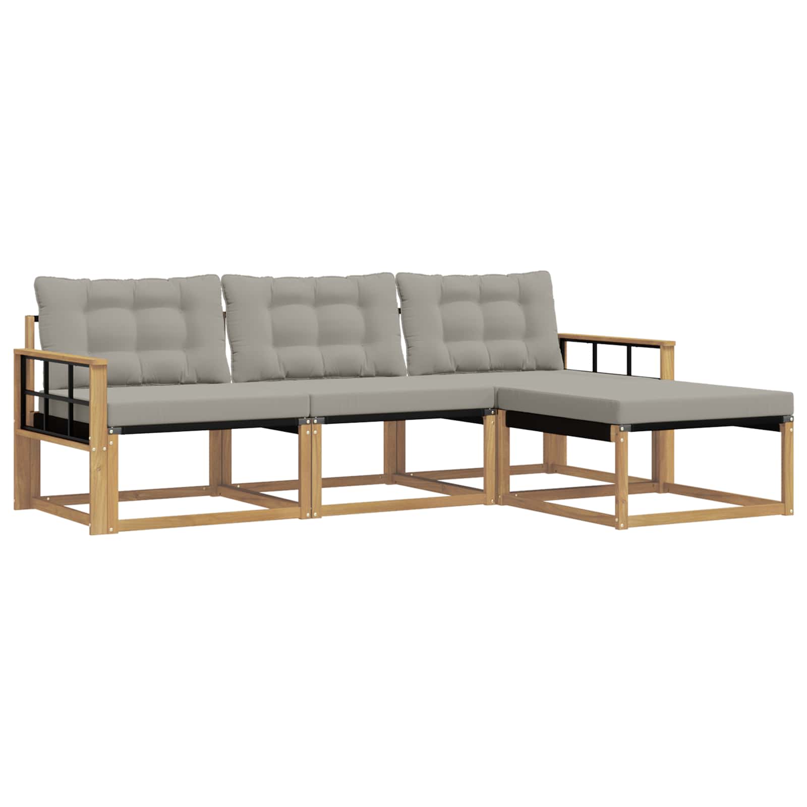 Buiten bankenset met kussen 4 pcs Wit en Lichtgrijs is nu te koop bij PeponiXL, paradijselijk wonen!