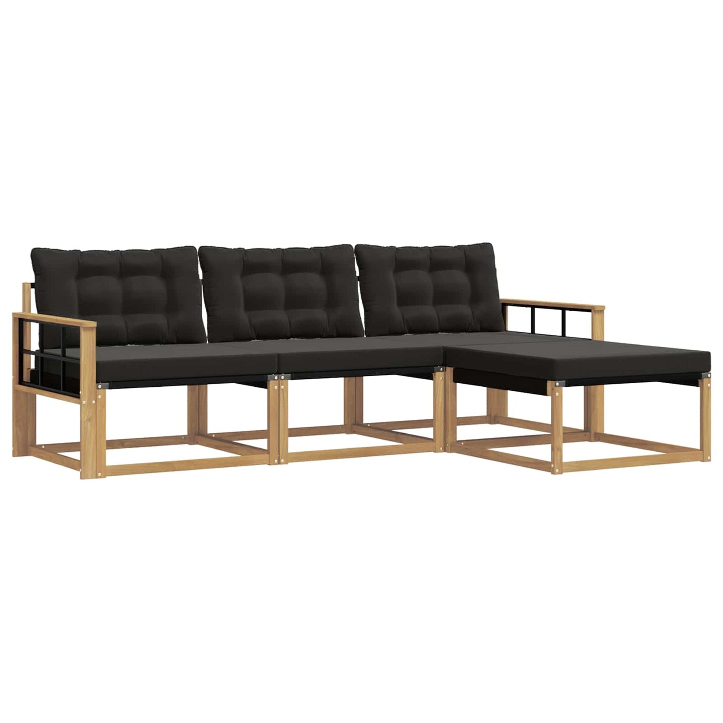 Buiten bankenset met kussen 4 pcs Wit en zwart is nu te koop bij PeponiXL, paradijselijk wonen!