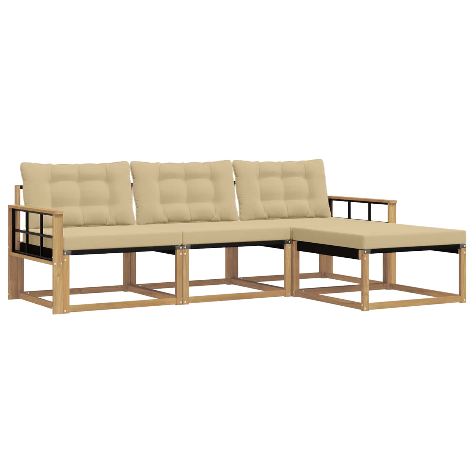 Buiten bankenset met kussen 4 pcs Wit en Beige is nu te koop bij PeponiXL, paradijselijk wonen!