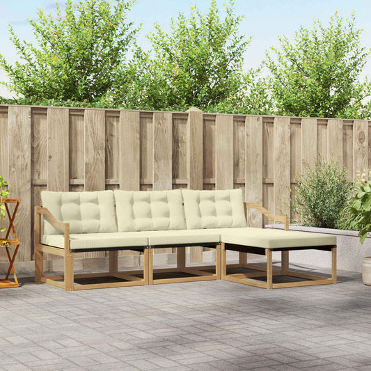 Buiten bankenset met kussen 4 pcs Wit en crèmekleurig is nu te koop bij PeponiXL, paradijselijk wonen!