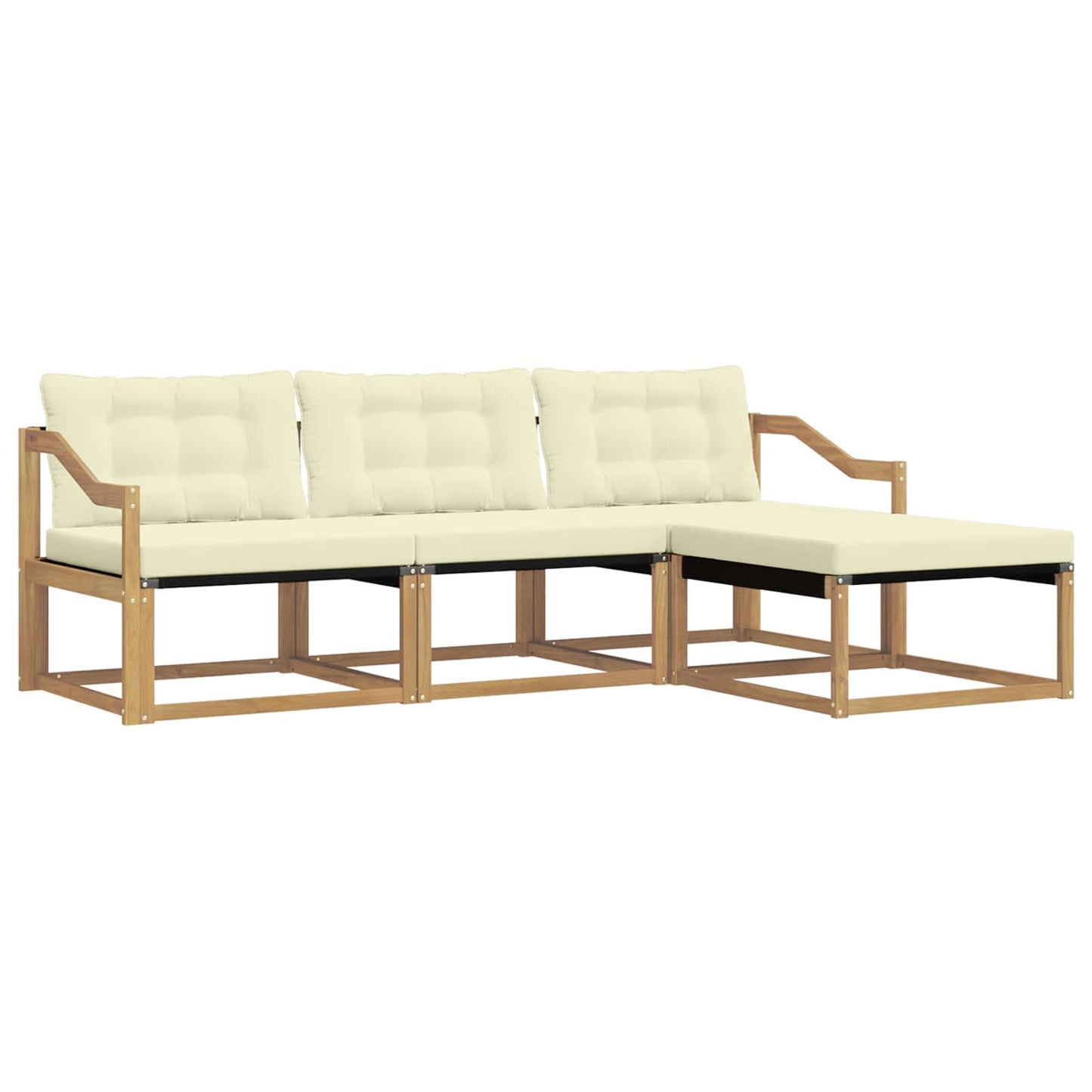 Buiten bankenset met kussen 4 pcs Wit en crèmekleurig is nu te koop bij PeponiXL, paradijselijk wonen!