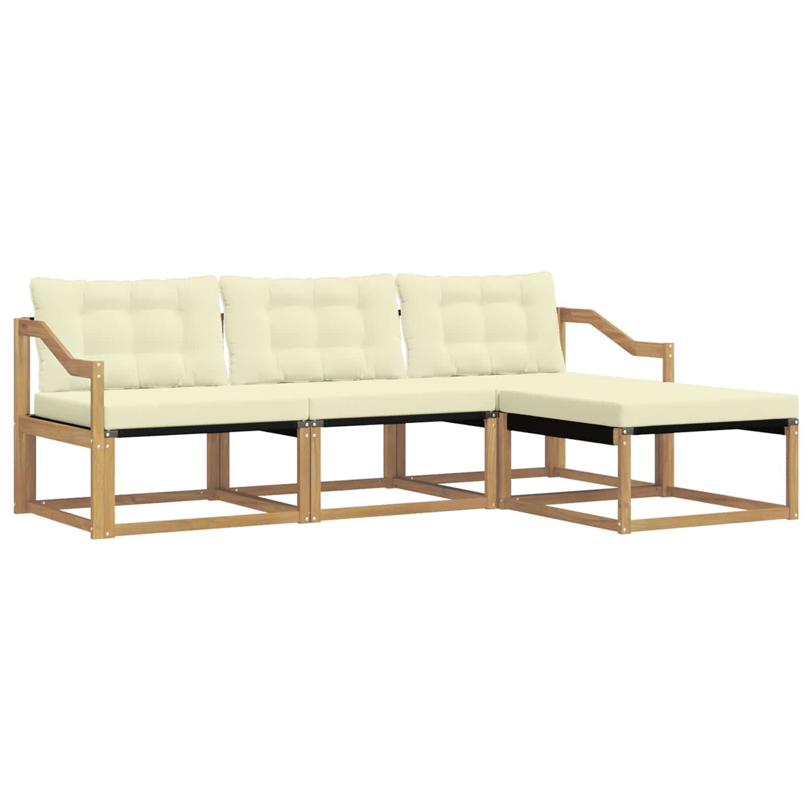 Buiten bankenset met kussen 4 pcs Wit en crèmekleurig is nu te koop bij PeponiXL, paradijselijk wonen!