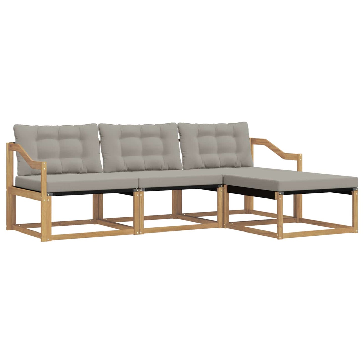 Buiten bankenset met kussen 4 pcs Wit en Lichtgrijs is nu te koop bij PeponiXL, paradijselijk wonen!
