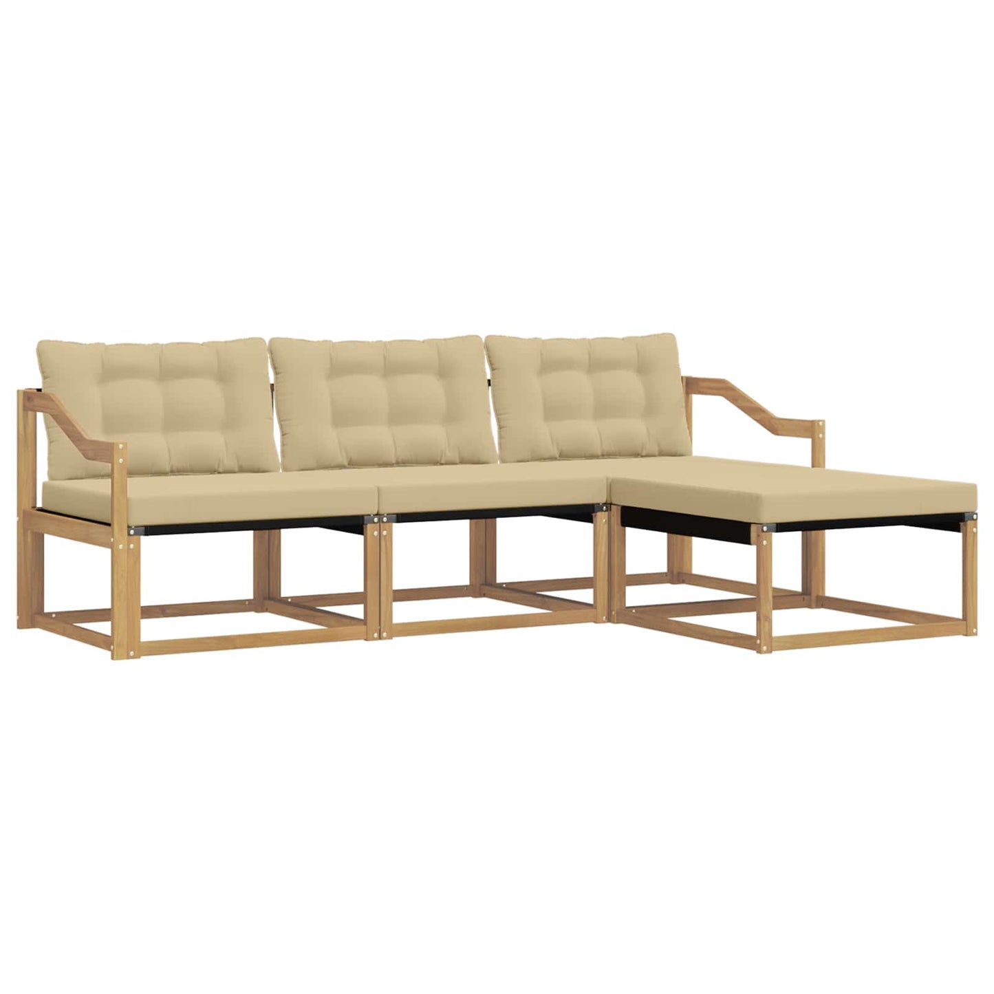 Buiten bankenset met kussen 4 pcs Wit en Beige is nu te koop bij PeponiXL, paradijselijk wonen!