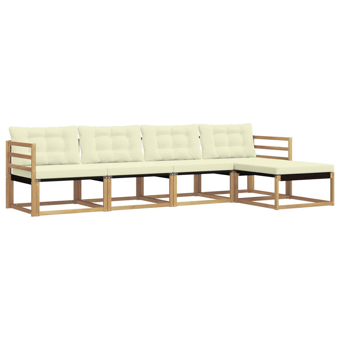 Buiten bankenset met kussen 5 pcs Wit en crèmekleurig is nu te koop bij PeponiXL, paradijselijk wonen!