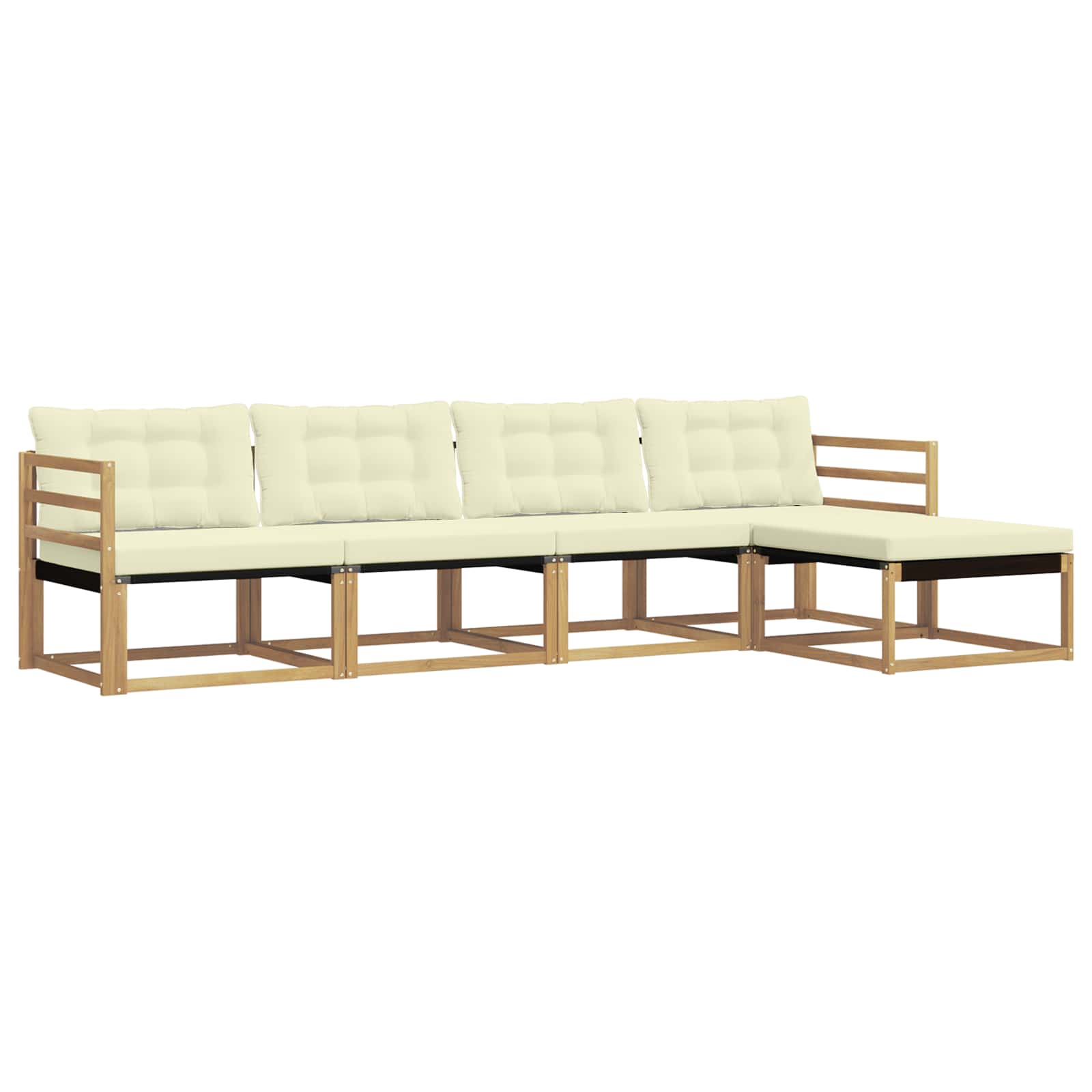 Buiten bankenset met kussen 5 pcs Wit en crèmekleurig is nu te koop bij PeponiXL, paradijselijk wonen!