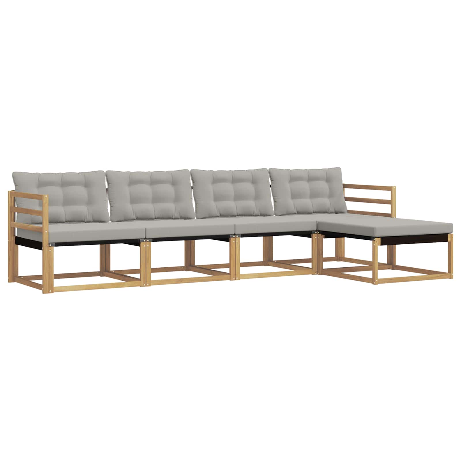 Buiten bankenset met kussen 5 pcs Wit en Lichtgrijs is nu te koop bij PeponiXL, paradijselijk wonen!